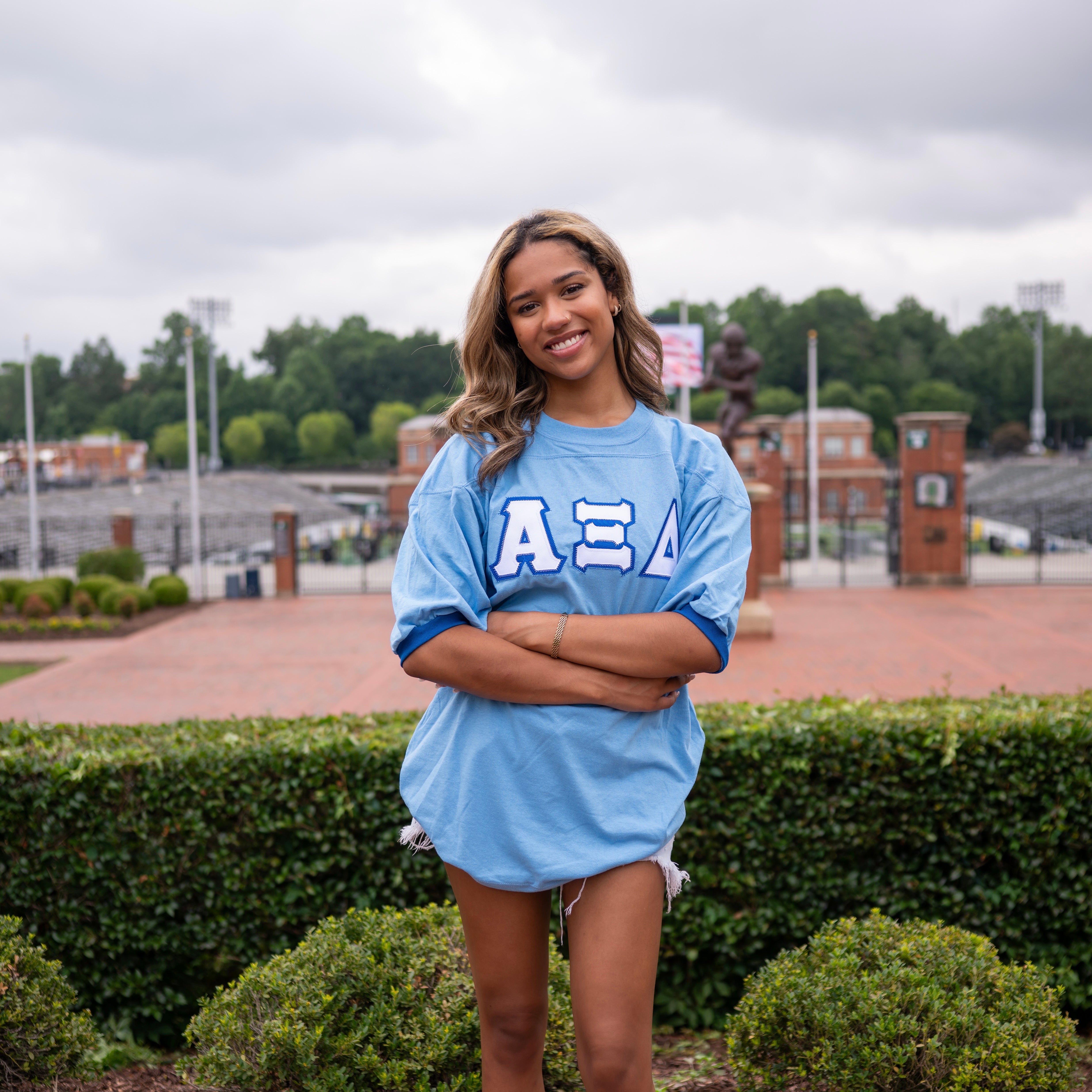 Basic Greek Letter Crew Neck Jersey - Alpha Xi Delta