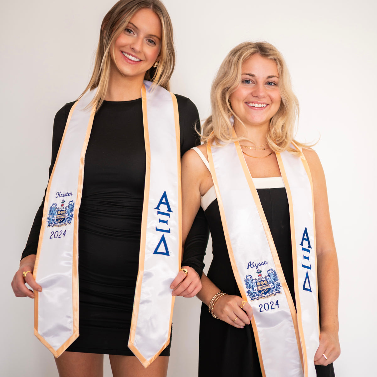 Custom Alpha Xi Delta Embroidered Crest Greek Letter Graduation Stole ...