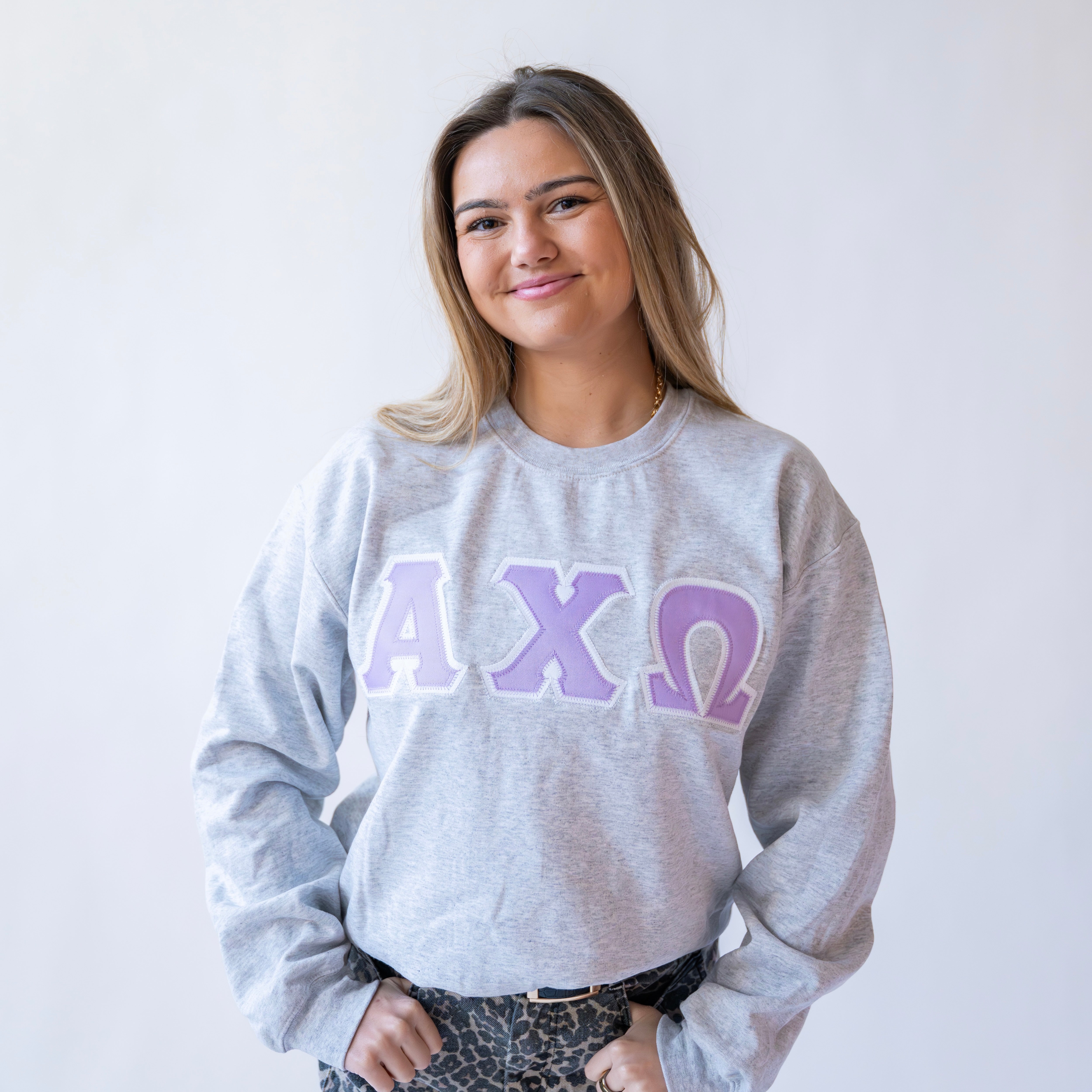 Basic Greek Letter Crewneck Sweatshirt - Alpha Chi Omega