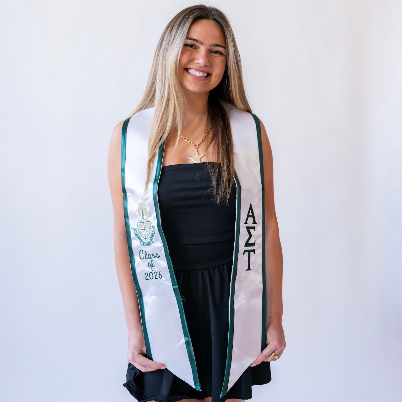 Alpha Sigma Tau Crest Angled Sorority Graduation Stole