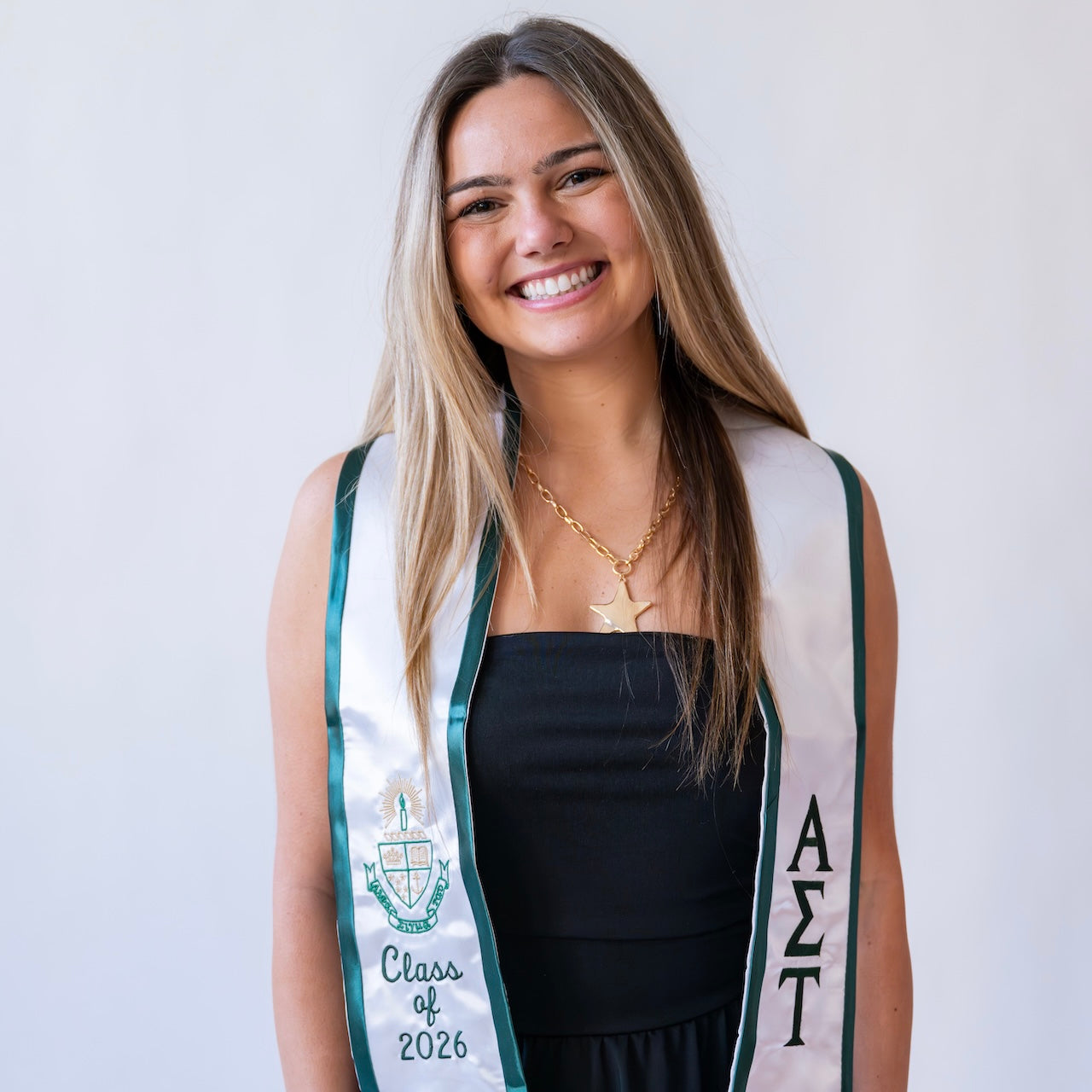 Alpha Sigma Tau Crest Angled Sorority Graduation Stole