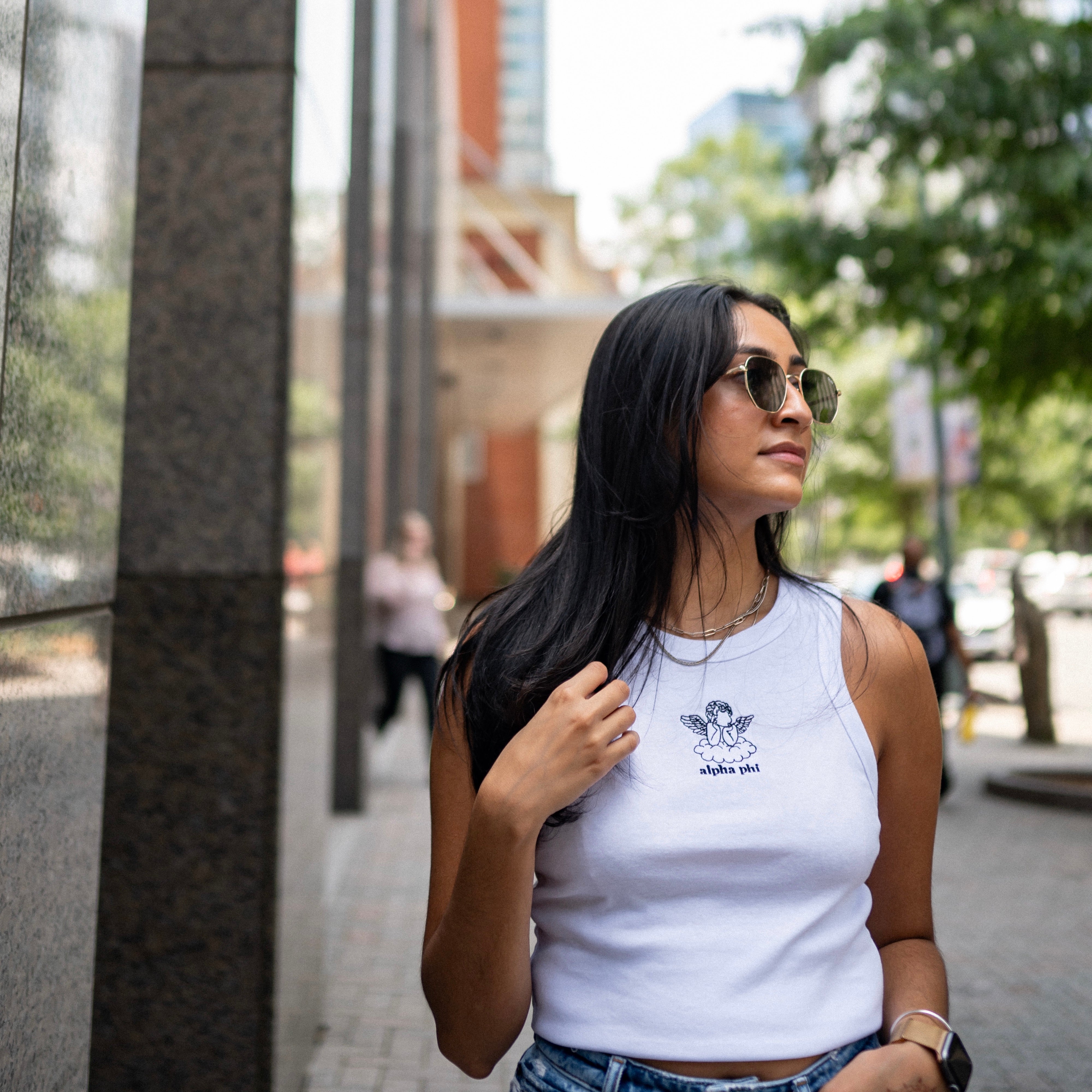 Angel Energy Embroidered Cropped Tank Top