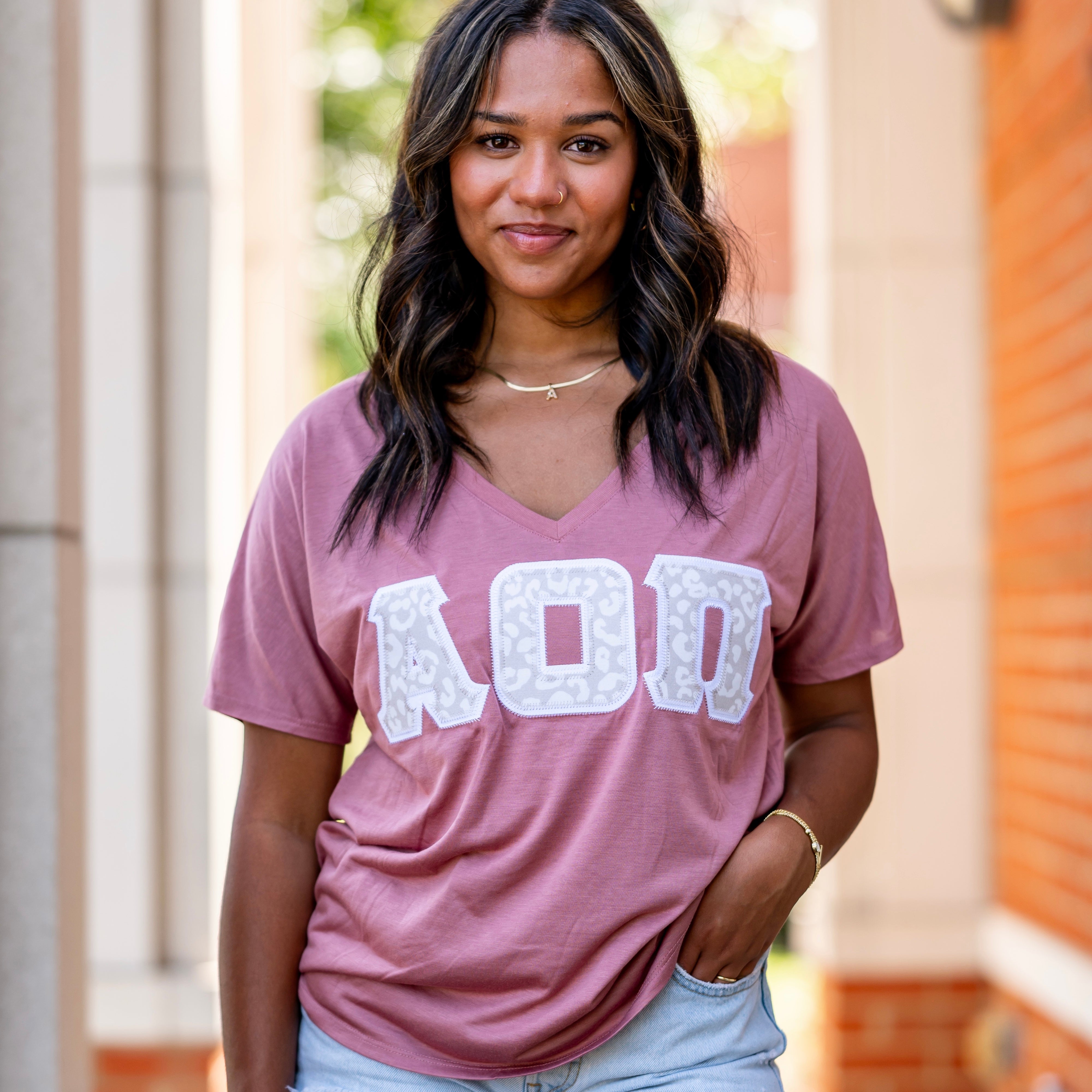 Beige Cheetah Greek Letter Shirt