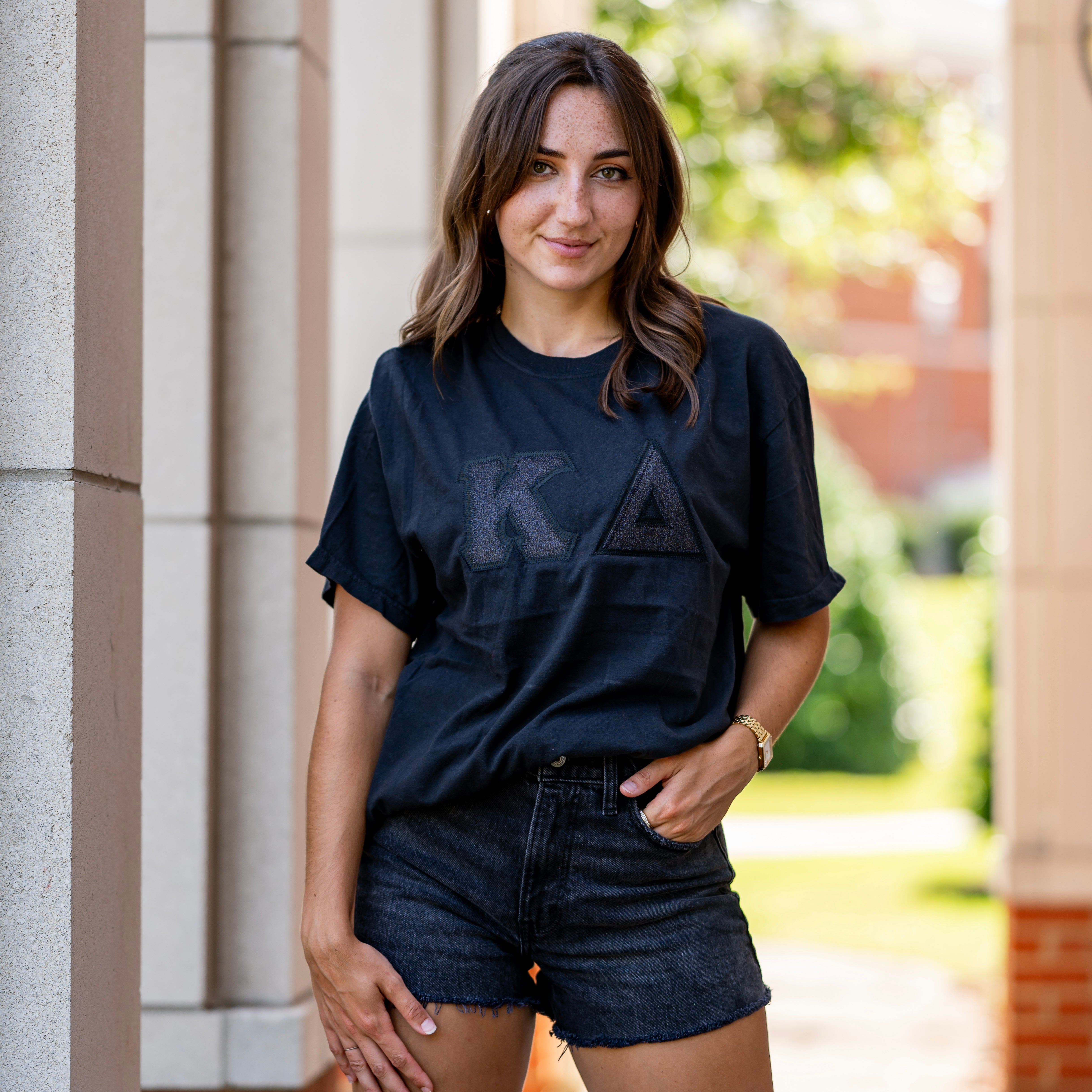 Black Glitter Greek Letter Shirt - Kappa Delta