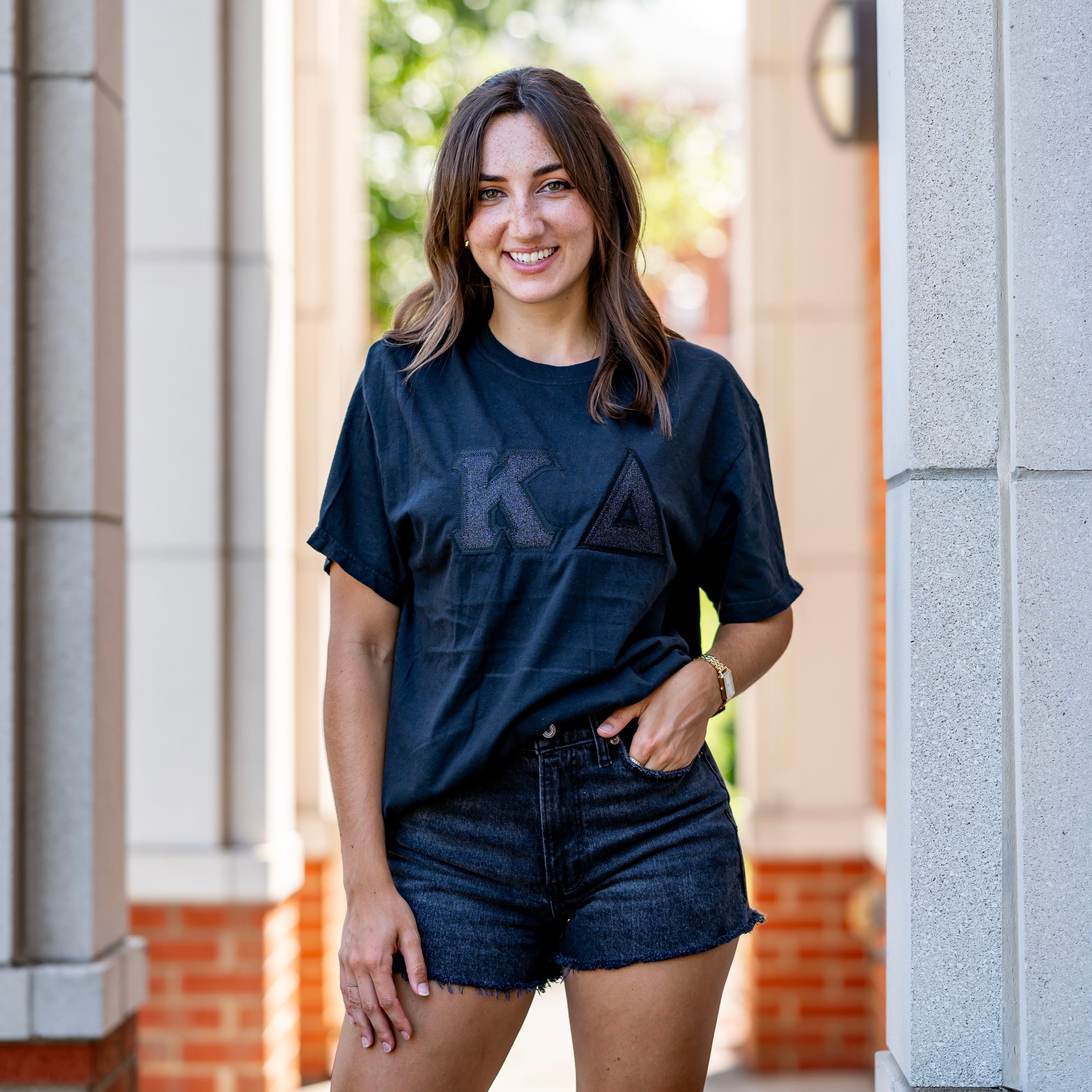 Black Glitter Greek Letter Shirt - Kappa Delta
