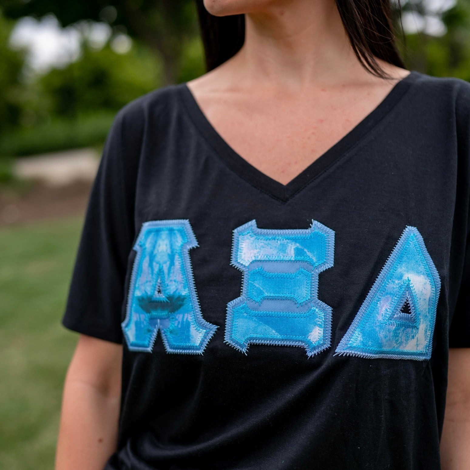 Blue Watercolor Marble Greek Letter Shirt