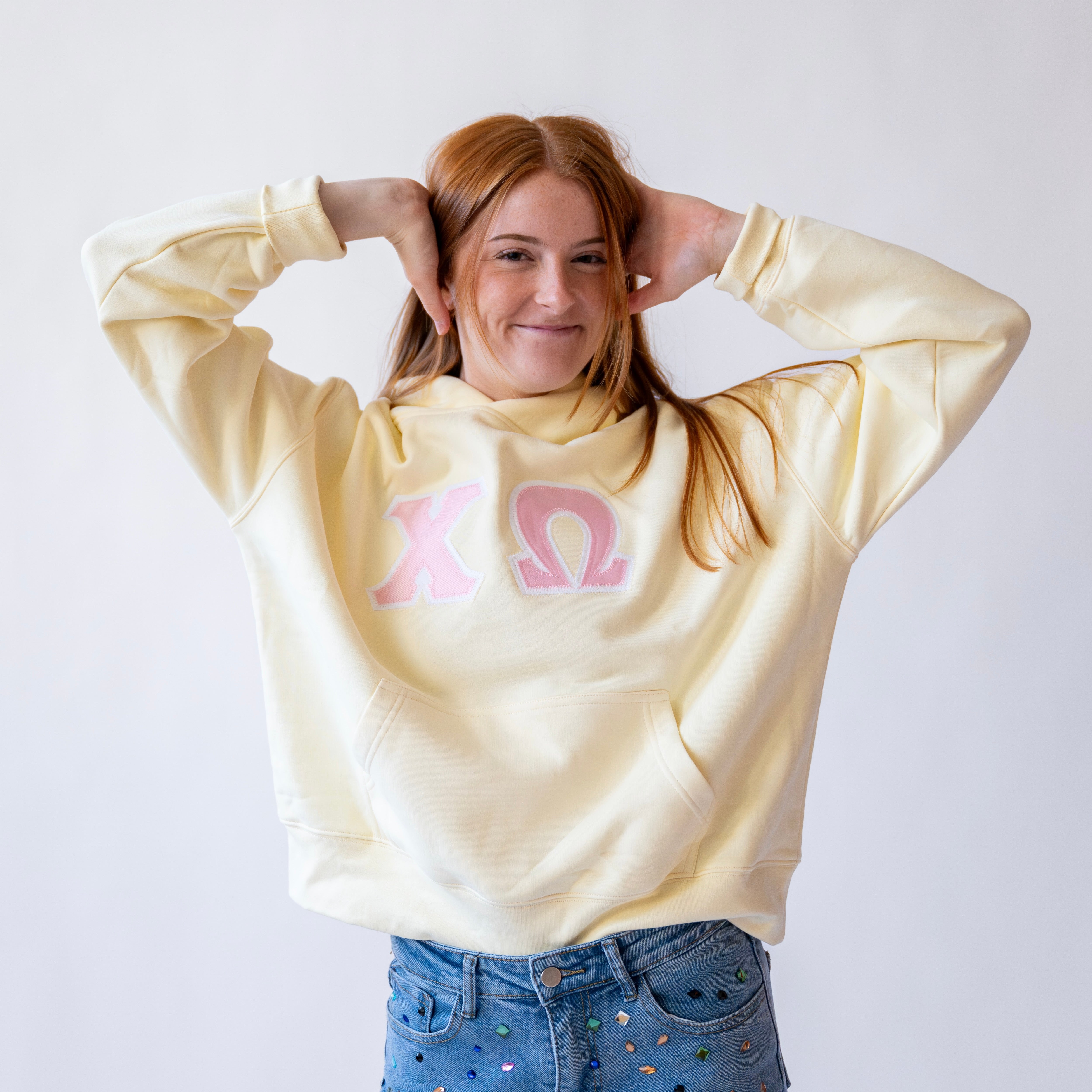 Basic Greek Letter Hoodie Sweatshirt - Chi Omega