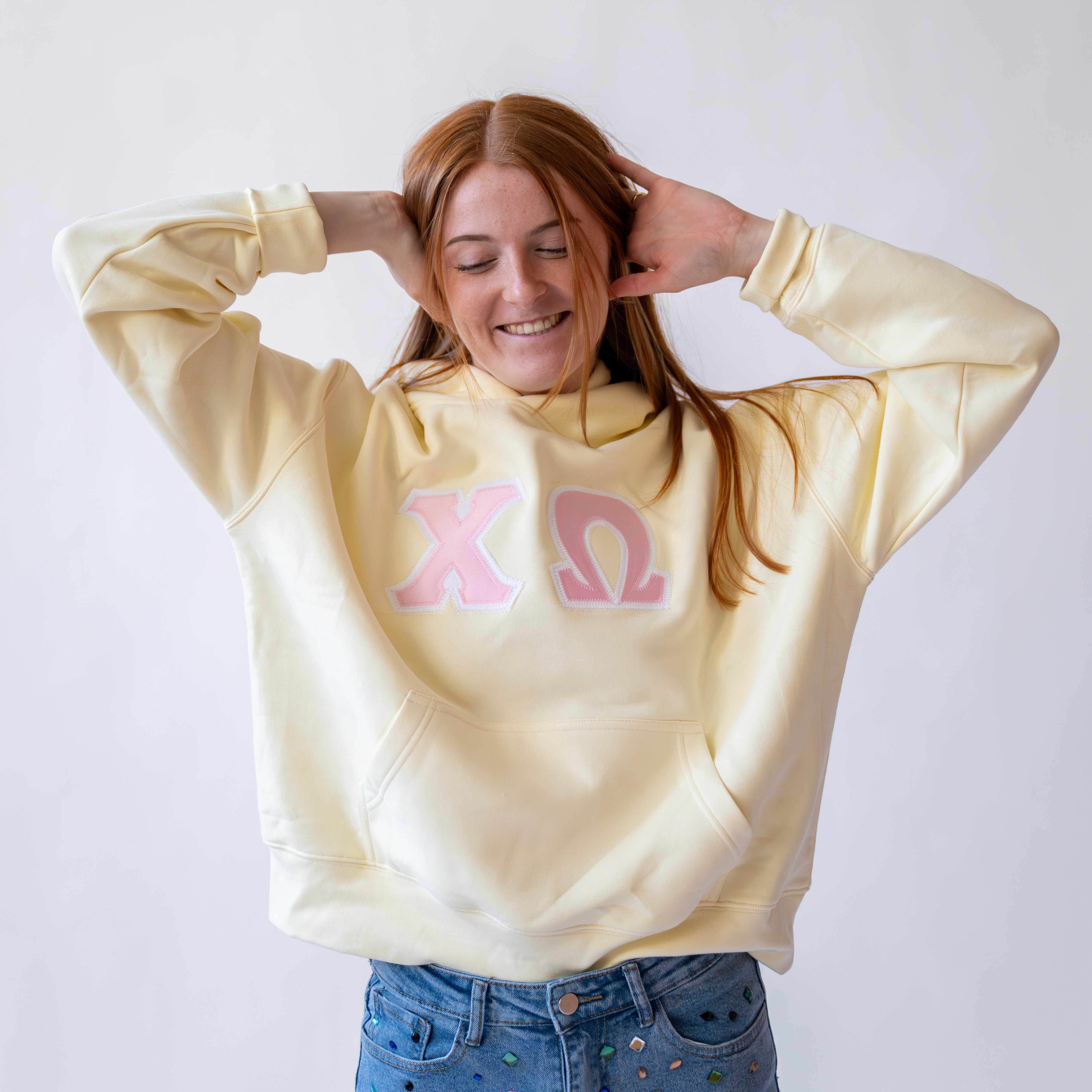 Basic Greek Letter Hoodie Sweatshirt - Chi Omega