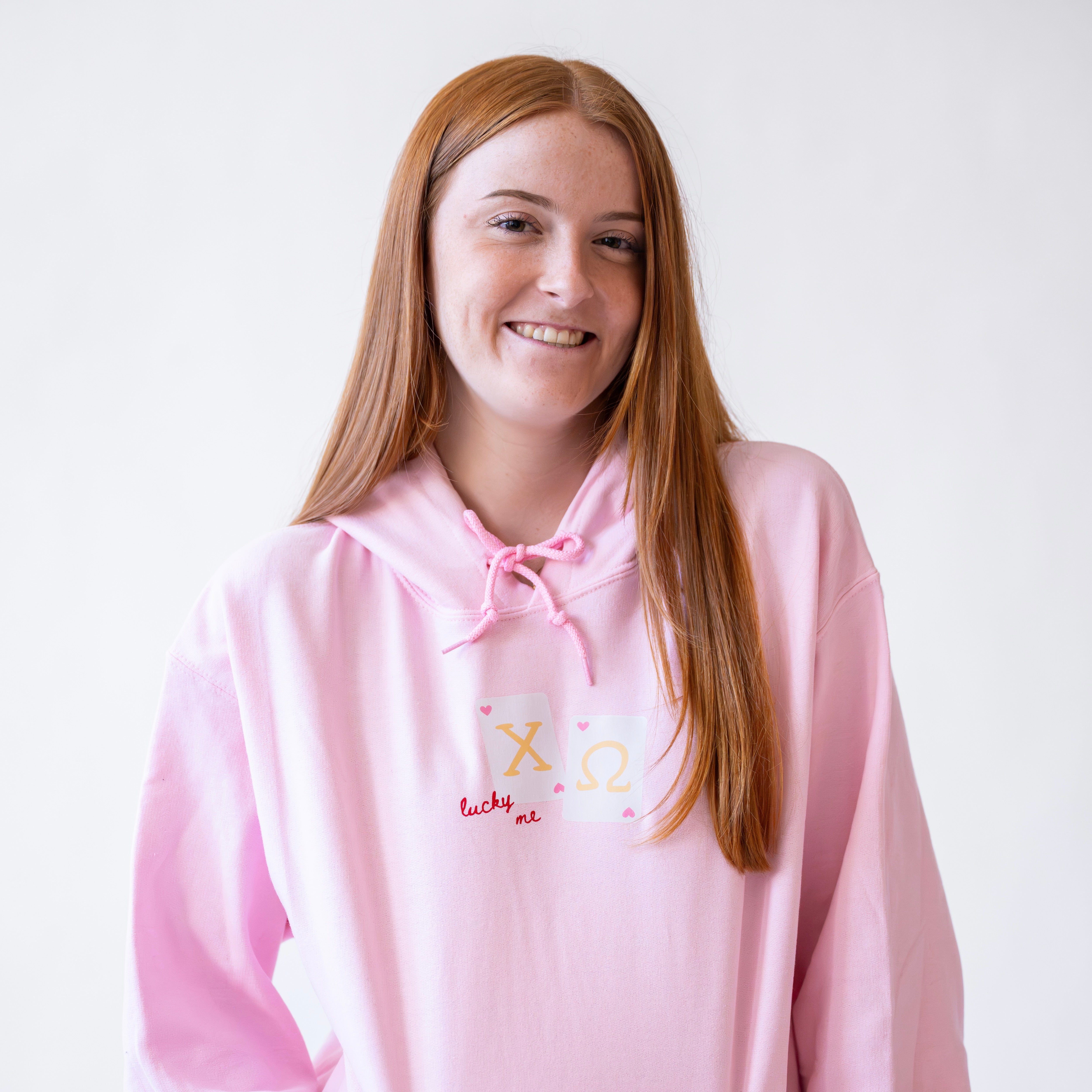 Lucky Me Queen of Hearts Hoodie Sweatshirt - Chi Omega