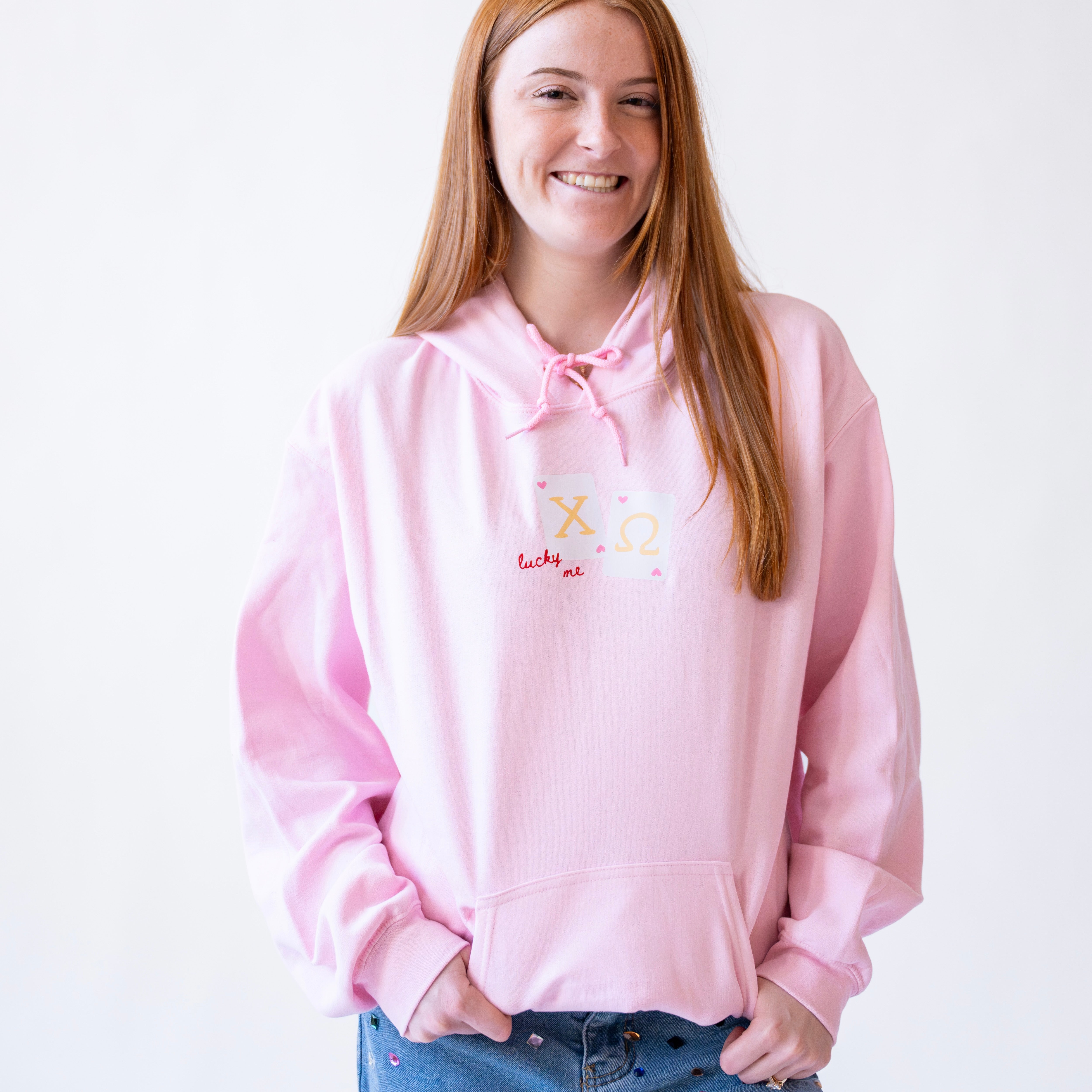 Lucky Me Queen of Hearts Hoodie Sweatshirt - Chi Omega