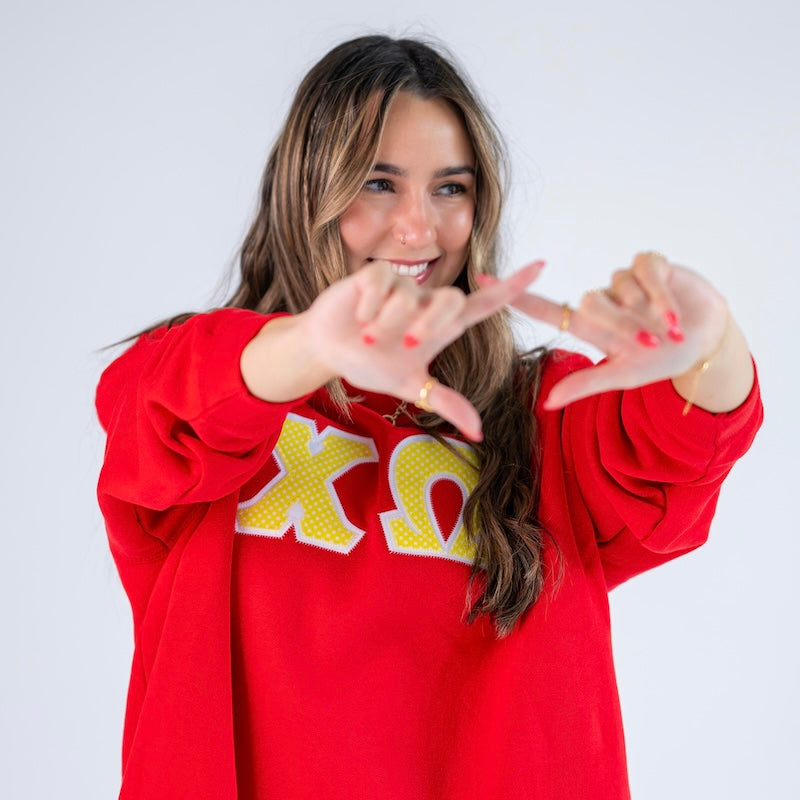 Yellow Polka Dot Mockneck Sweatshirt - Chi Omega