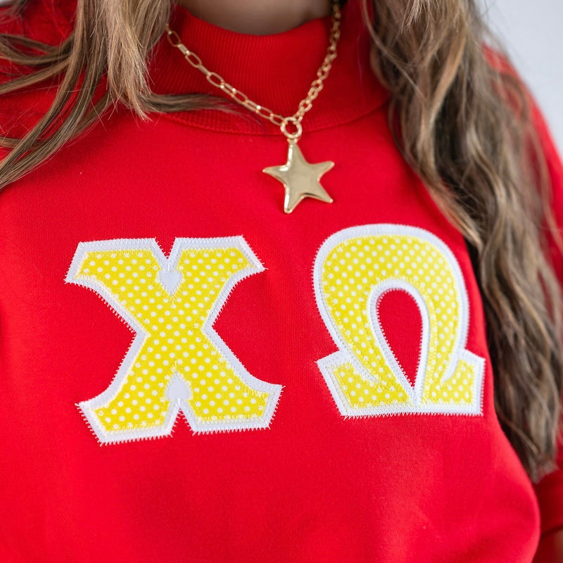 Yellow Polka Dot Mockneck Sweatshirt - Chi Omega