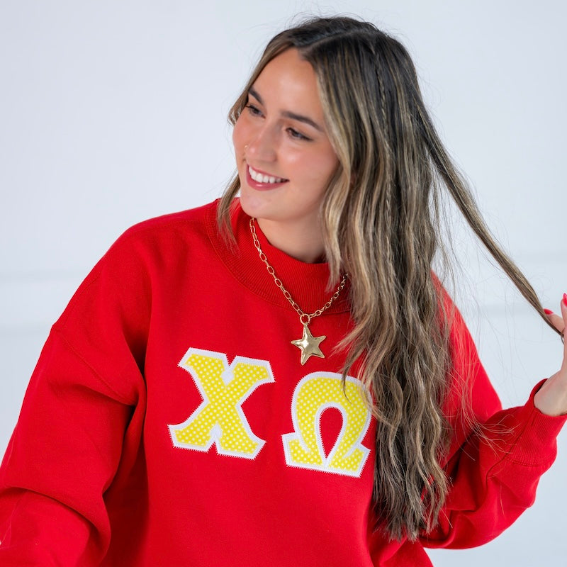 Yellow Polka Dot Mockneck Sweatshirt - Chi Omega