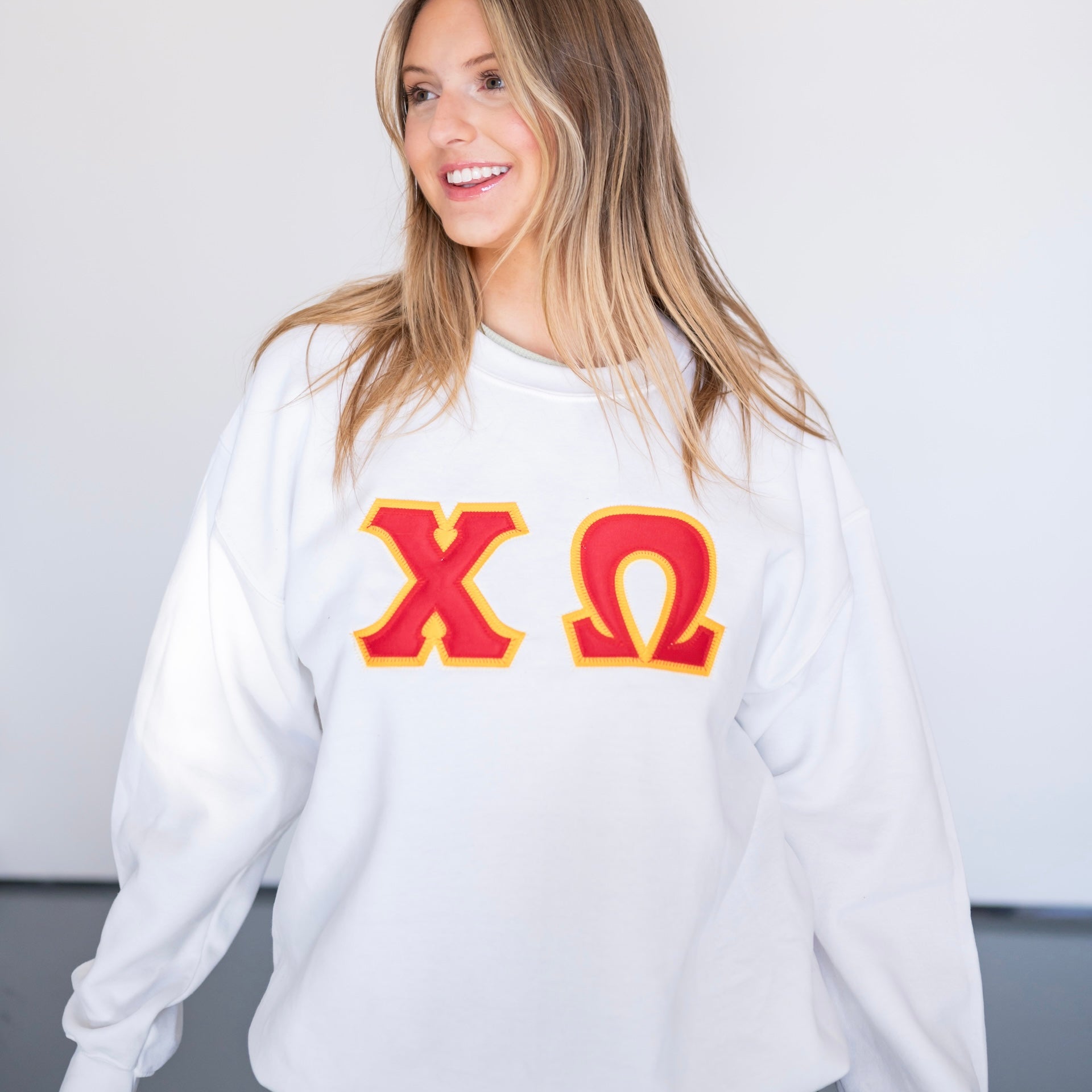 Basic Greek Letter Crewneck Sweatshirt - Chi Omega