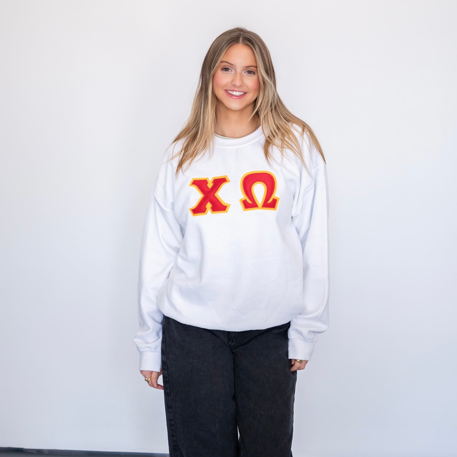 Basic Greek Letter Crewneck Sweatshirt - Chi Omega