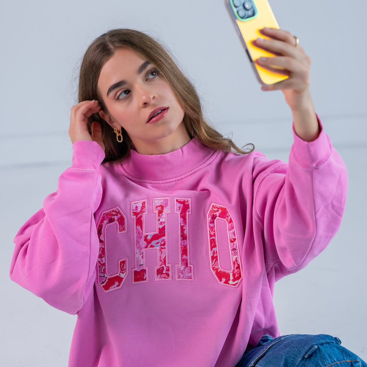 Main Character Heartbreaker Mockneck Sweatshirt - Chi Omega