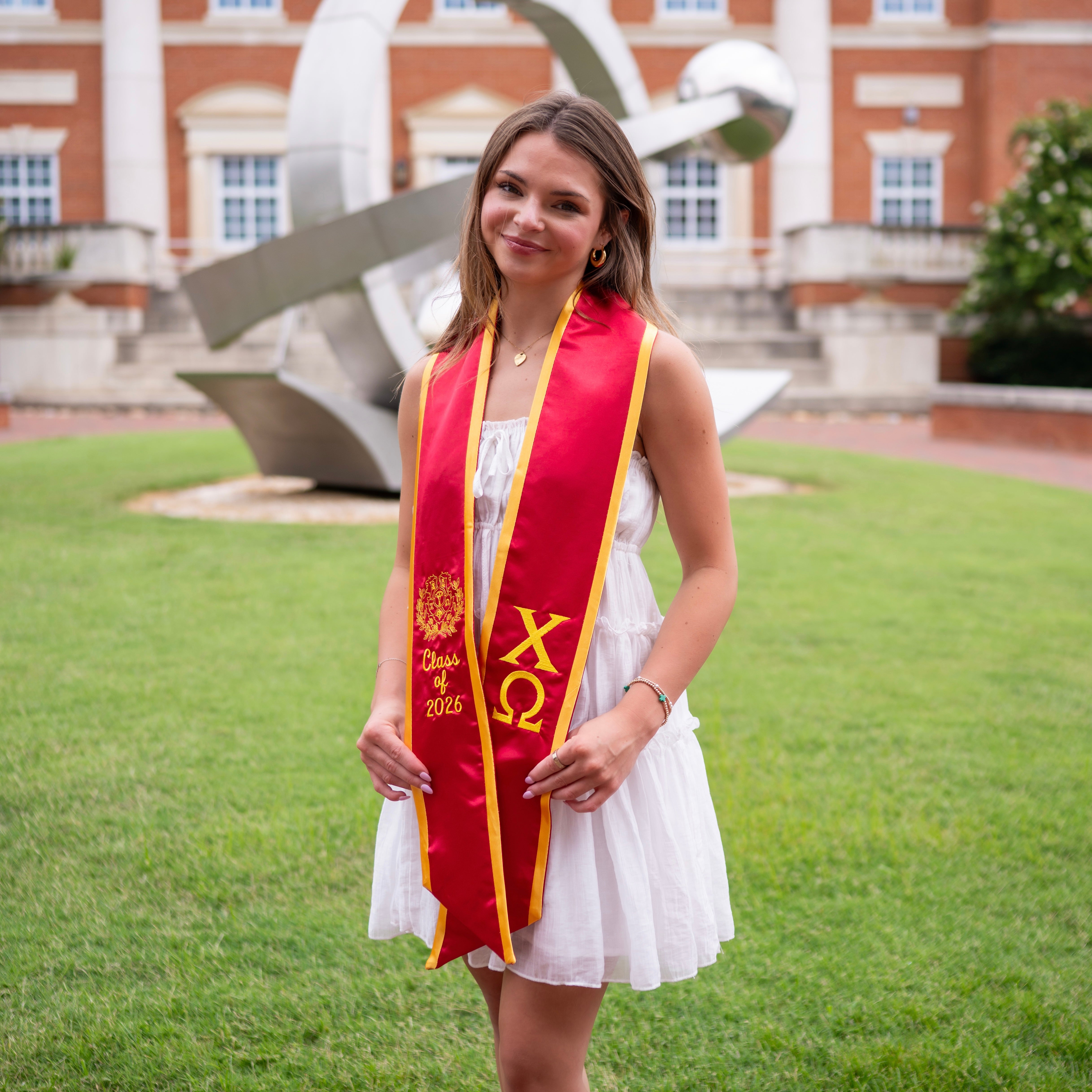 Chi Omega Minimalistic Crest Angled Sorority Graduation Stole