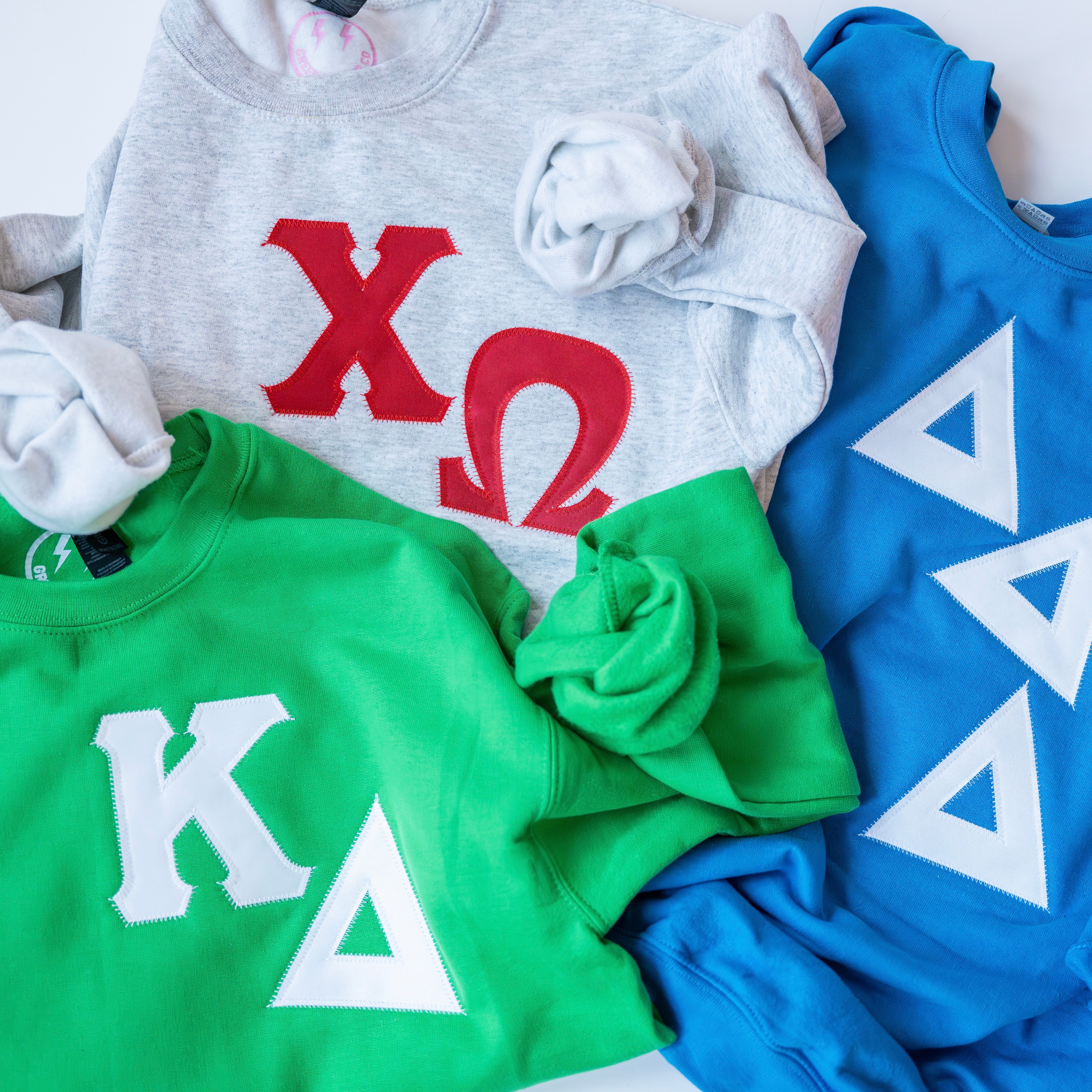 Asymmetrical Greek Letter Crewneck Sweatshirt - Delta Delta Delta