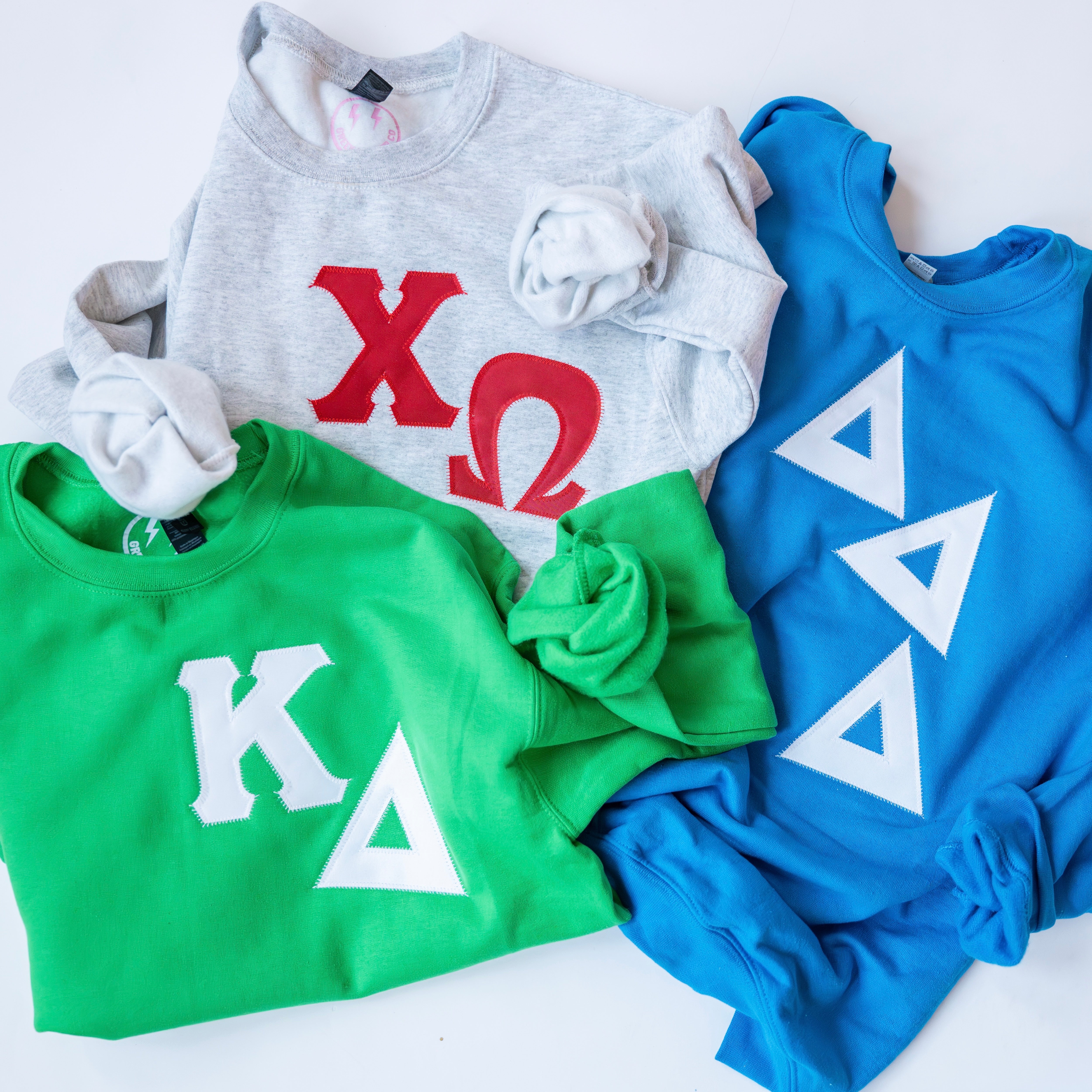Asymmetrical Greek Letter Crewneck Sweatshirt - Chi Omega