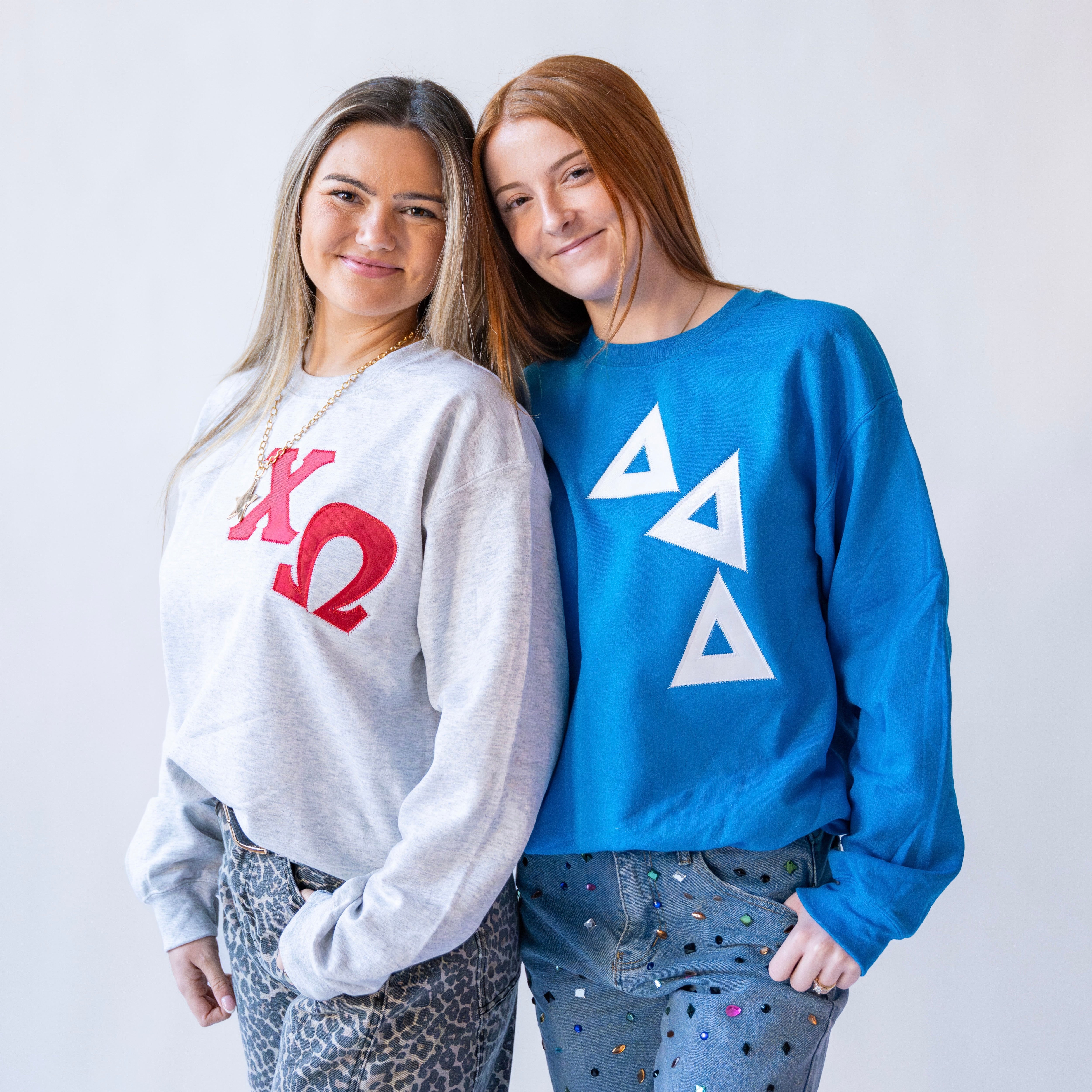 Asymmetrical Greek Letter Crewneck Sweatshirt - Delta Delta Delta