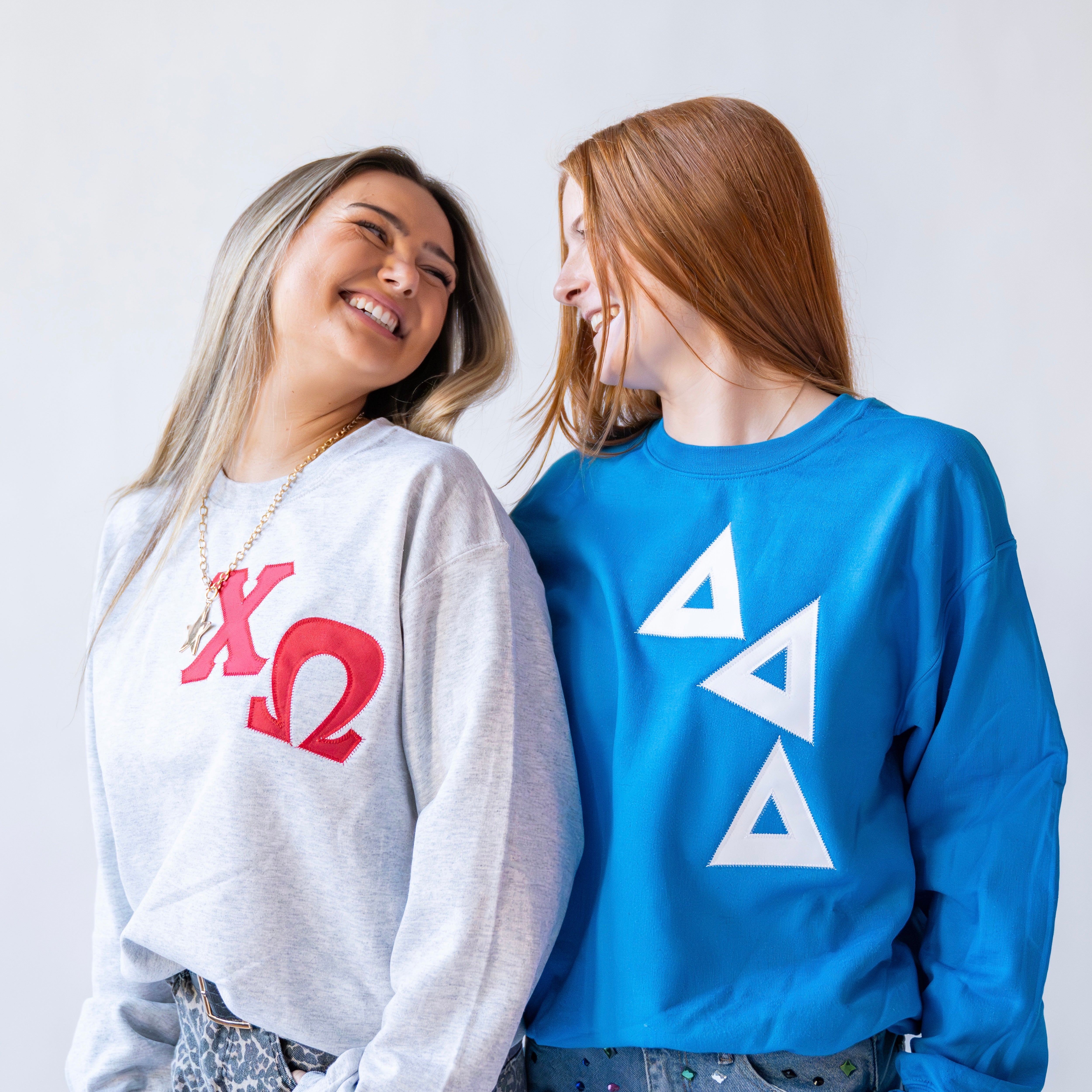 Asymmetrical Greek Letter Crewneck Sweatshirt - Chi Omega
