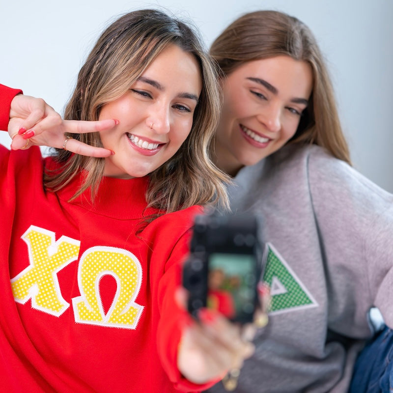 Polka Dot Basic Greek Letter Mockneck Sweatshirt