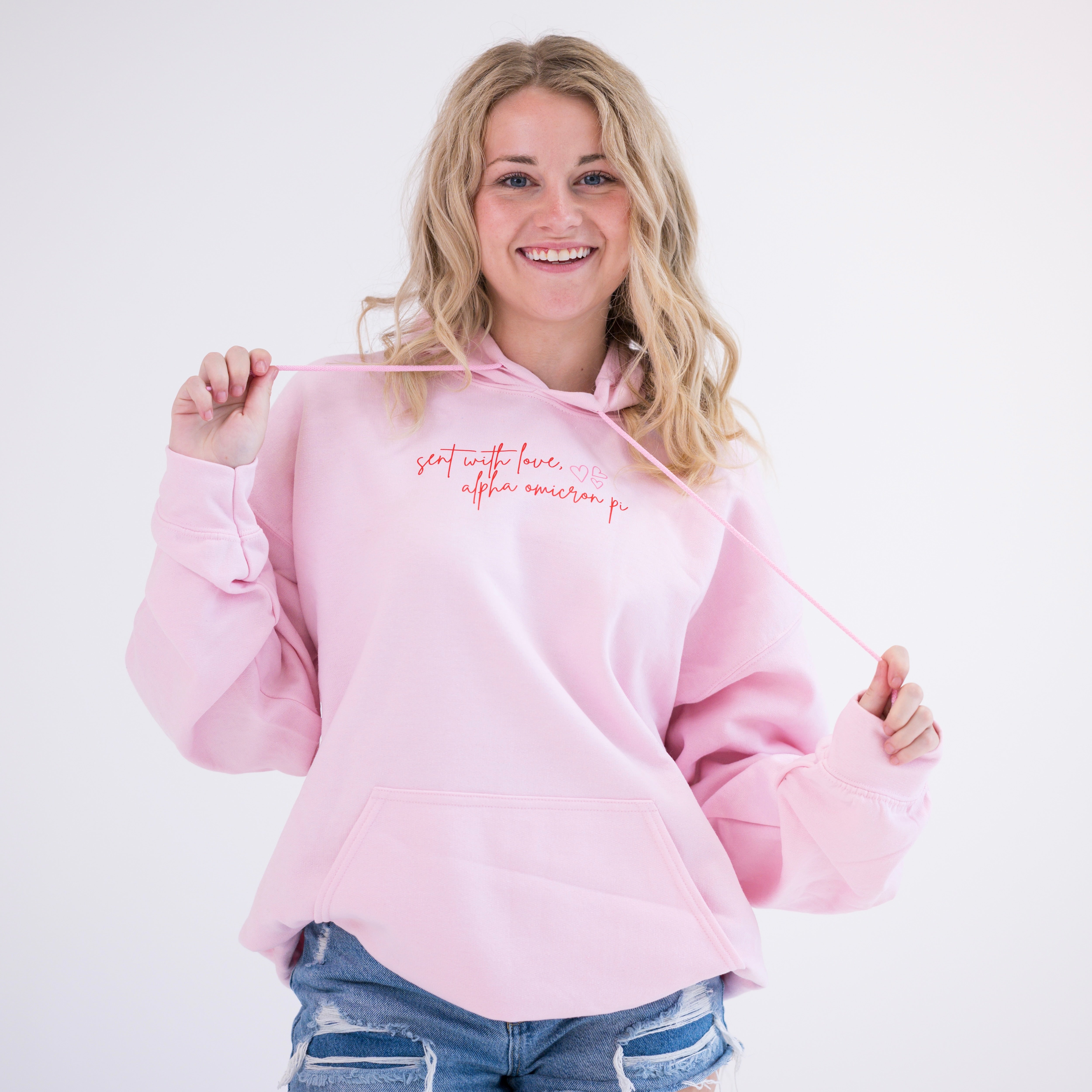 Delivered With Love Hoodie Sweatshirt - Alpha Omicron Pi
