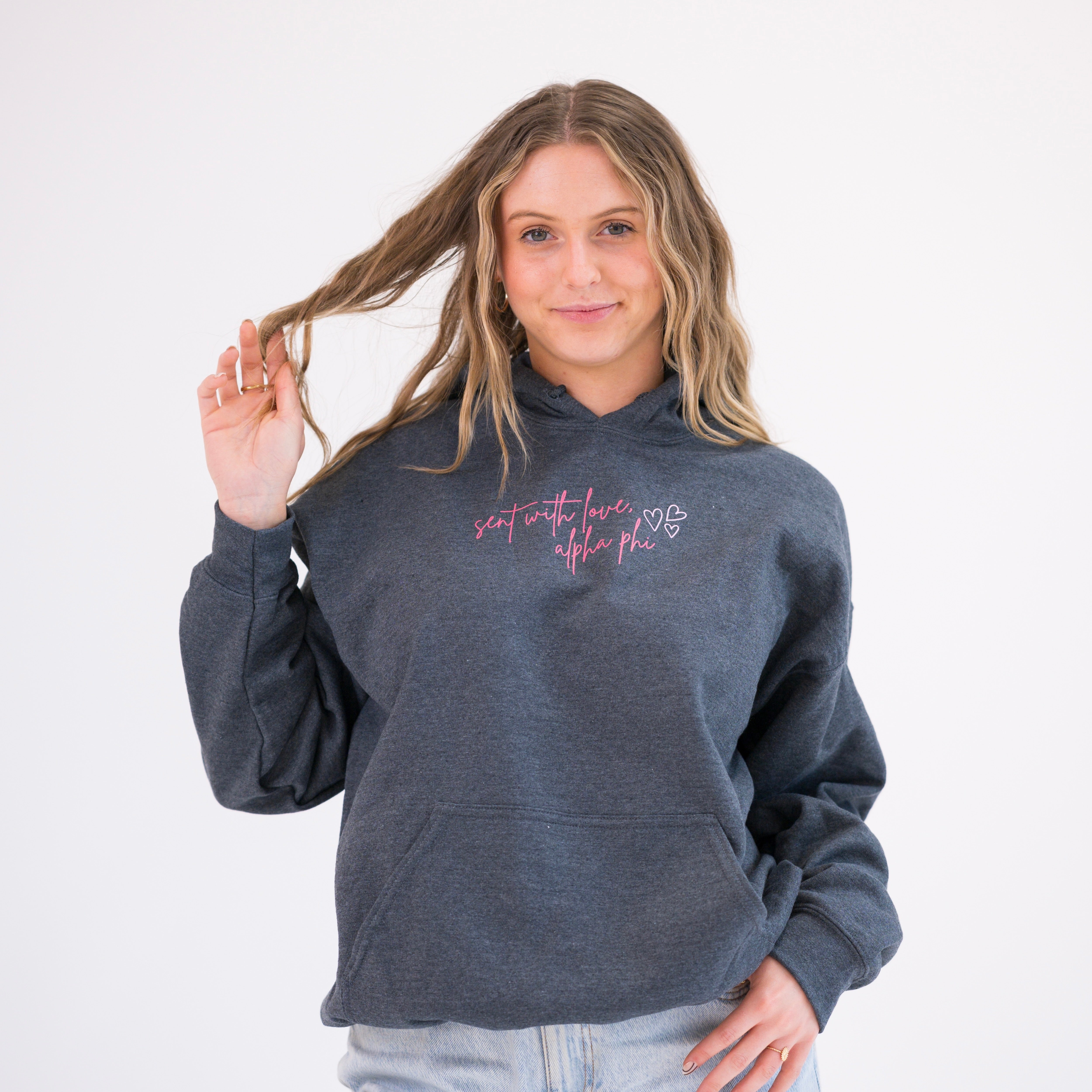 Delivered With Love Hoodie Sweatshirt - Alpha Phi