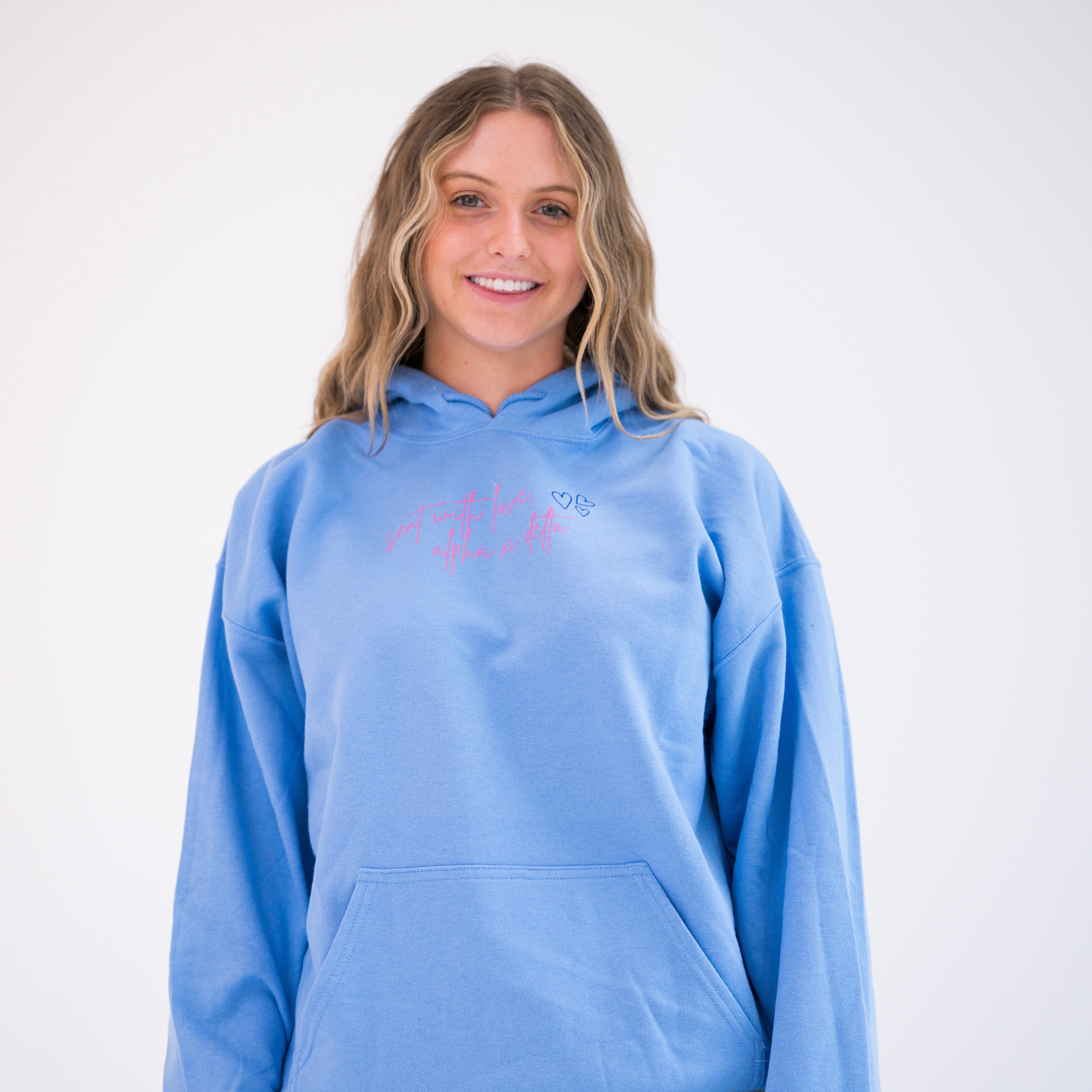 Delivered With Love Hoodie Sweatshirt - Alpha Xi Delta
