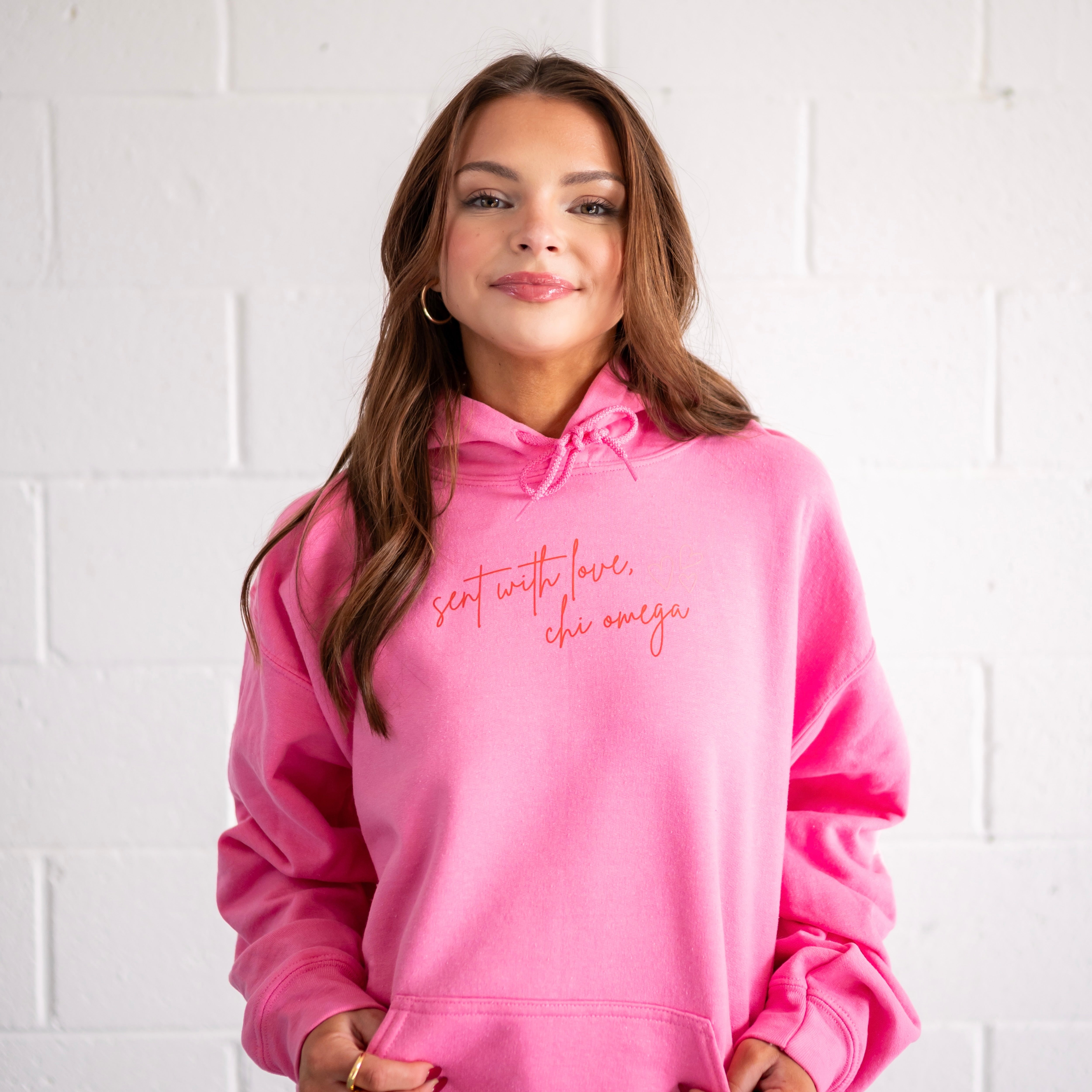 Delivered With Love Hoodie Sweatshirt - Chi Omega
