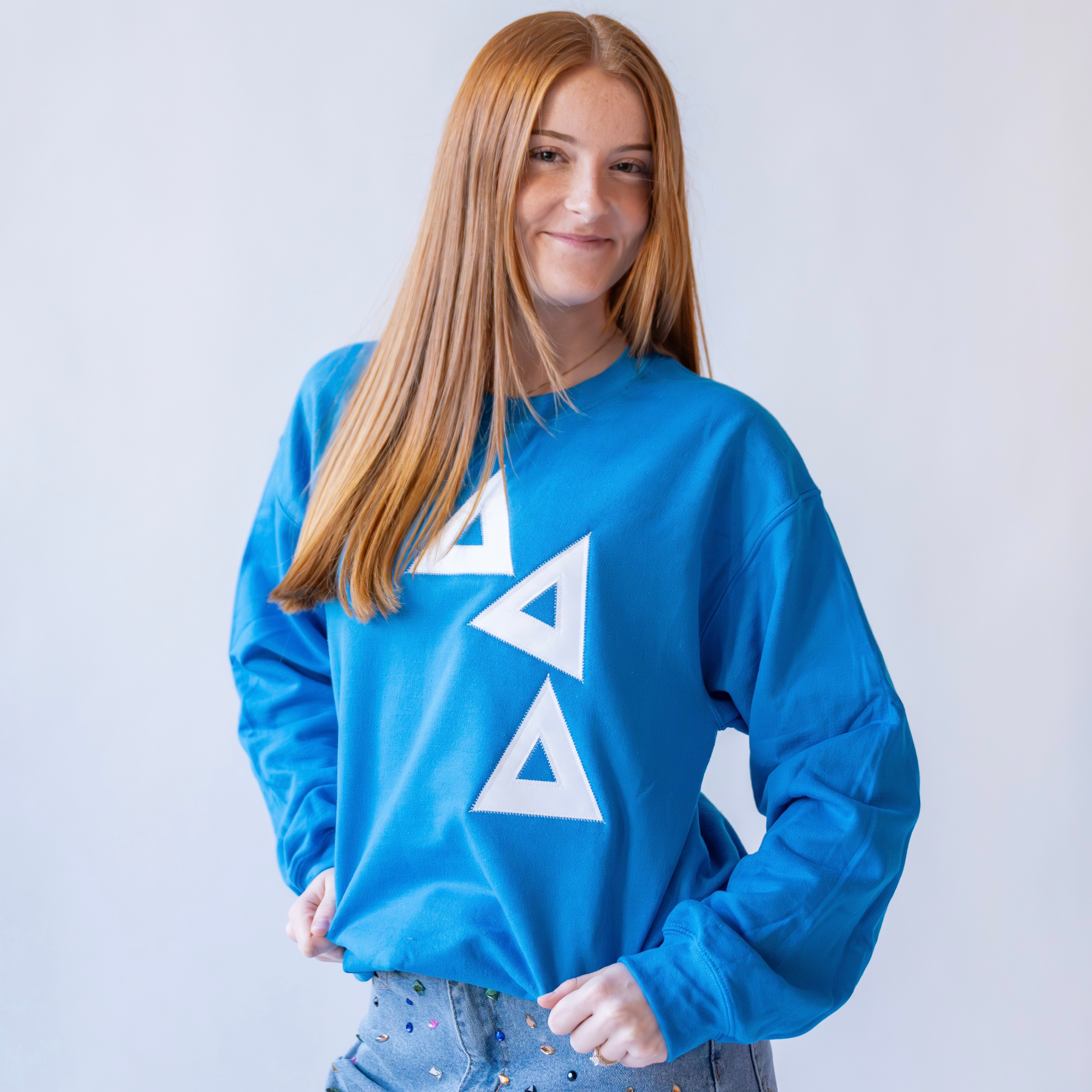 Asymmetrical Greek Letter Crewneck Sweatshirt - Delta Delta Delta