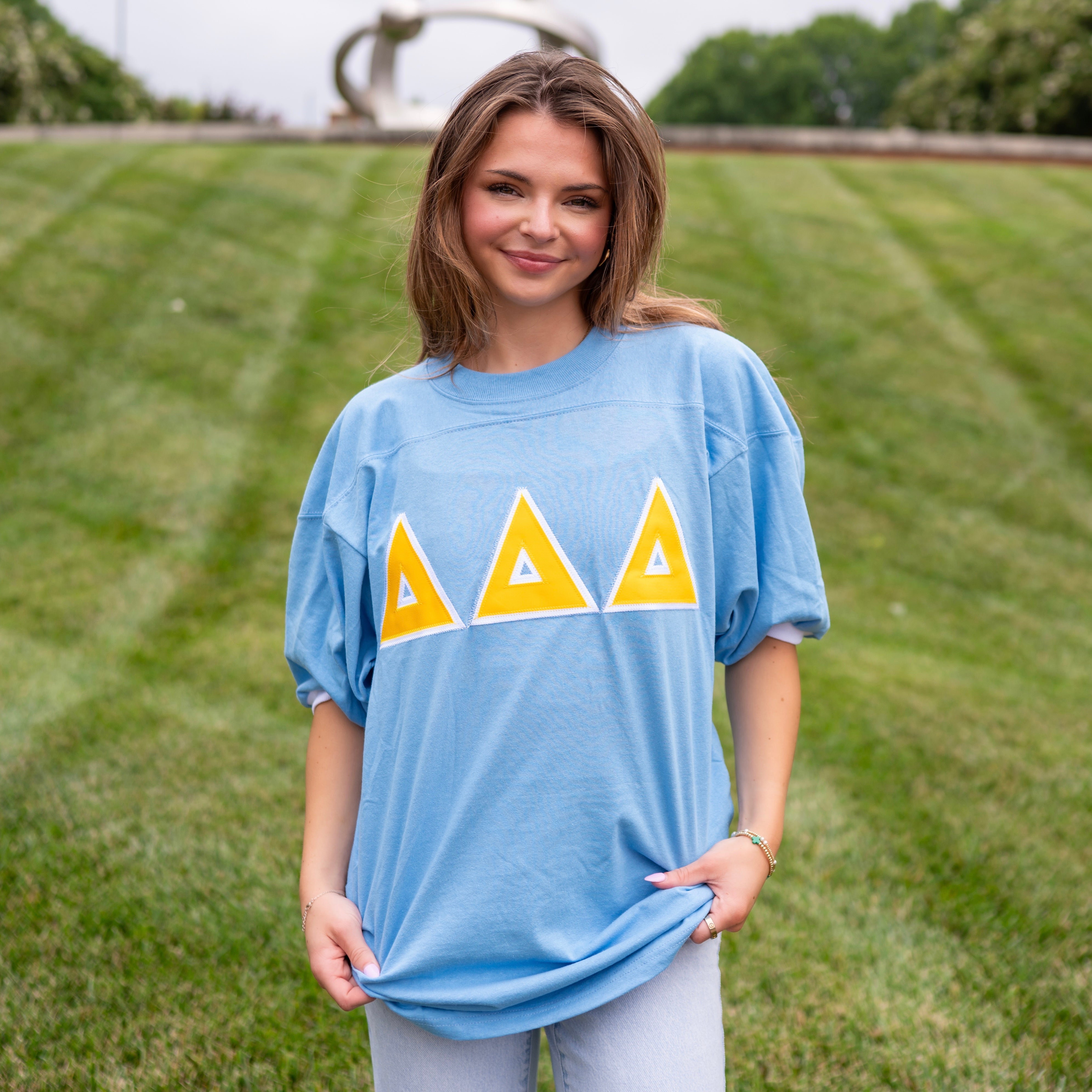 Basic Greek Letter Crew Neck Jersey - Delta Delta Delta
