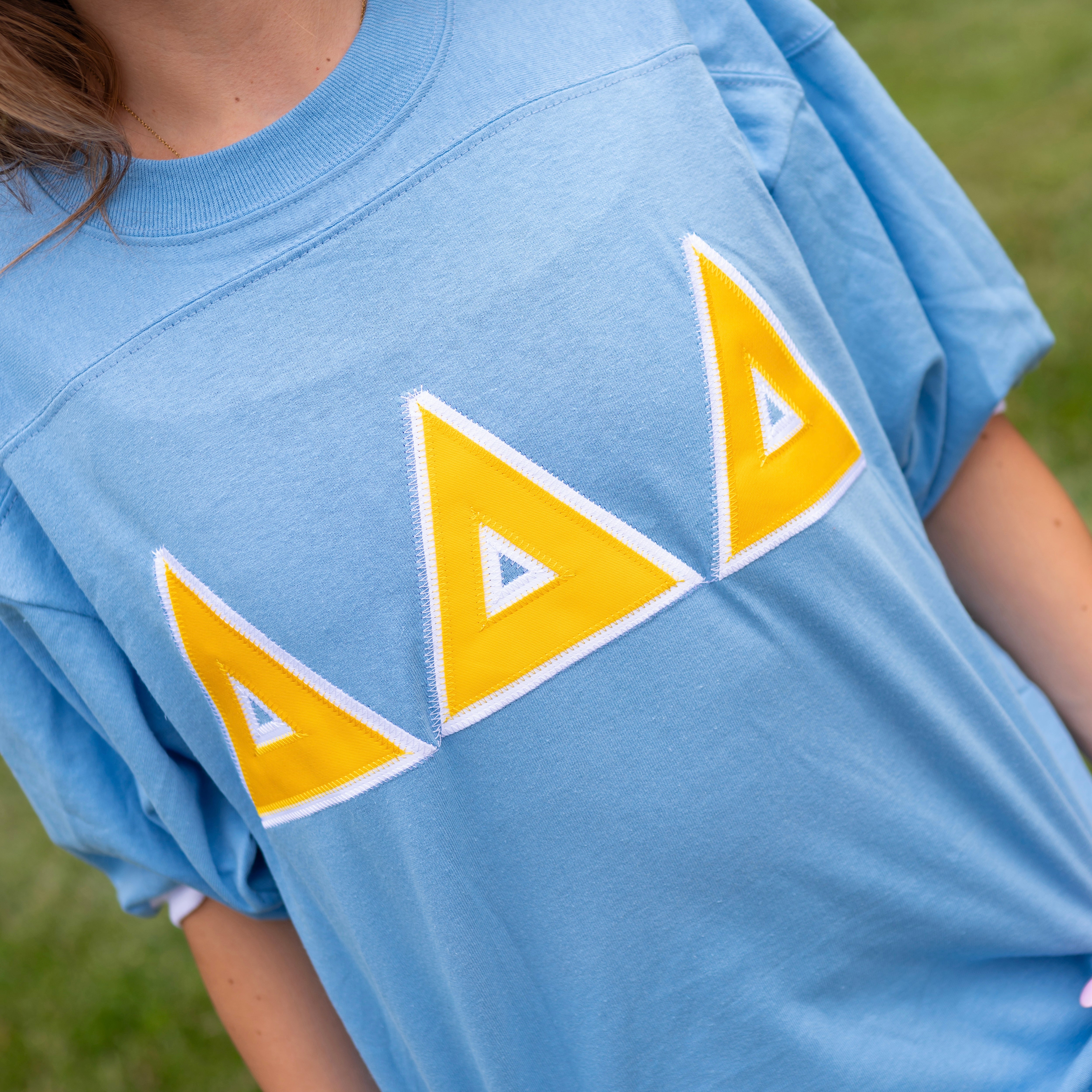 Basic Greek Letter Crew Neck Jersey - Delta Delta Delta