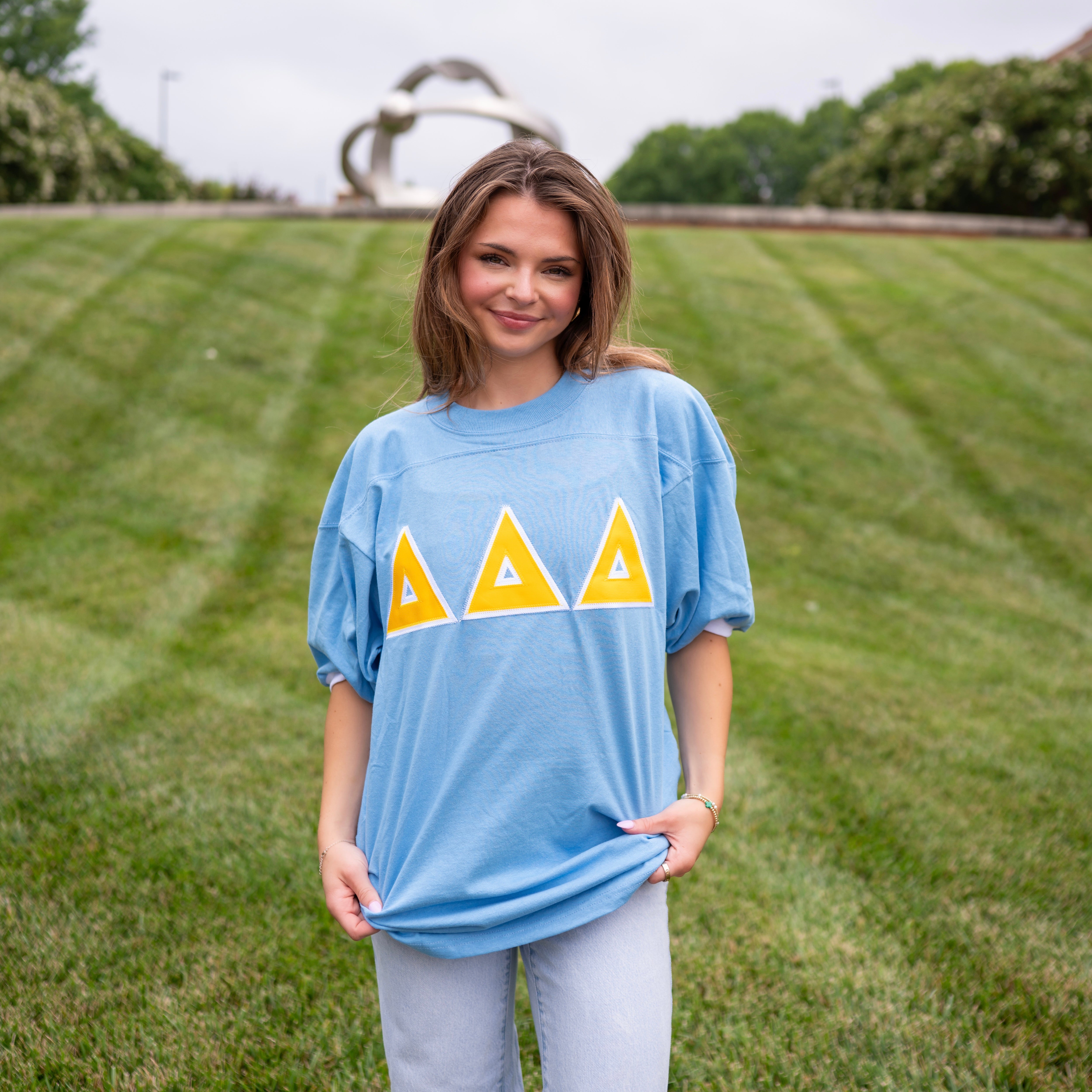 Basic Greek Letter Crew Neck Jersey - Delta Delta Delta