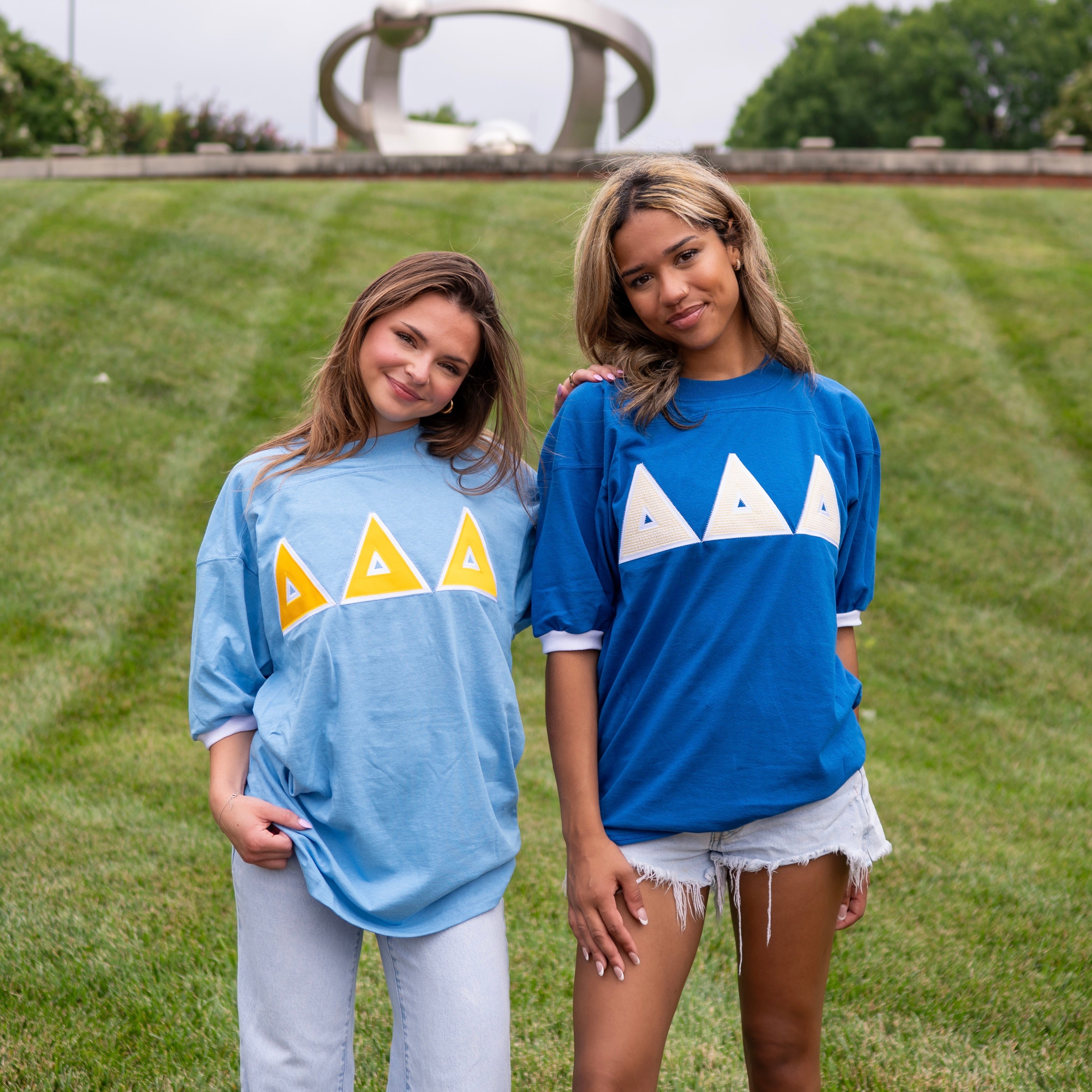 Basic Greek Letter Crew Neck Jersey - Delta Delta Delta