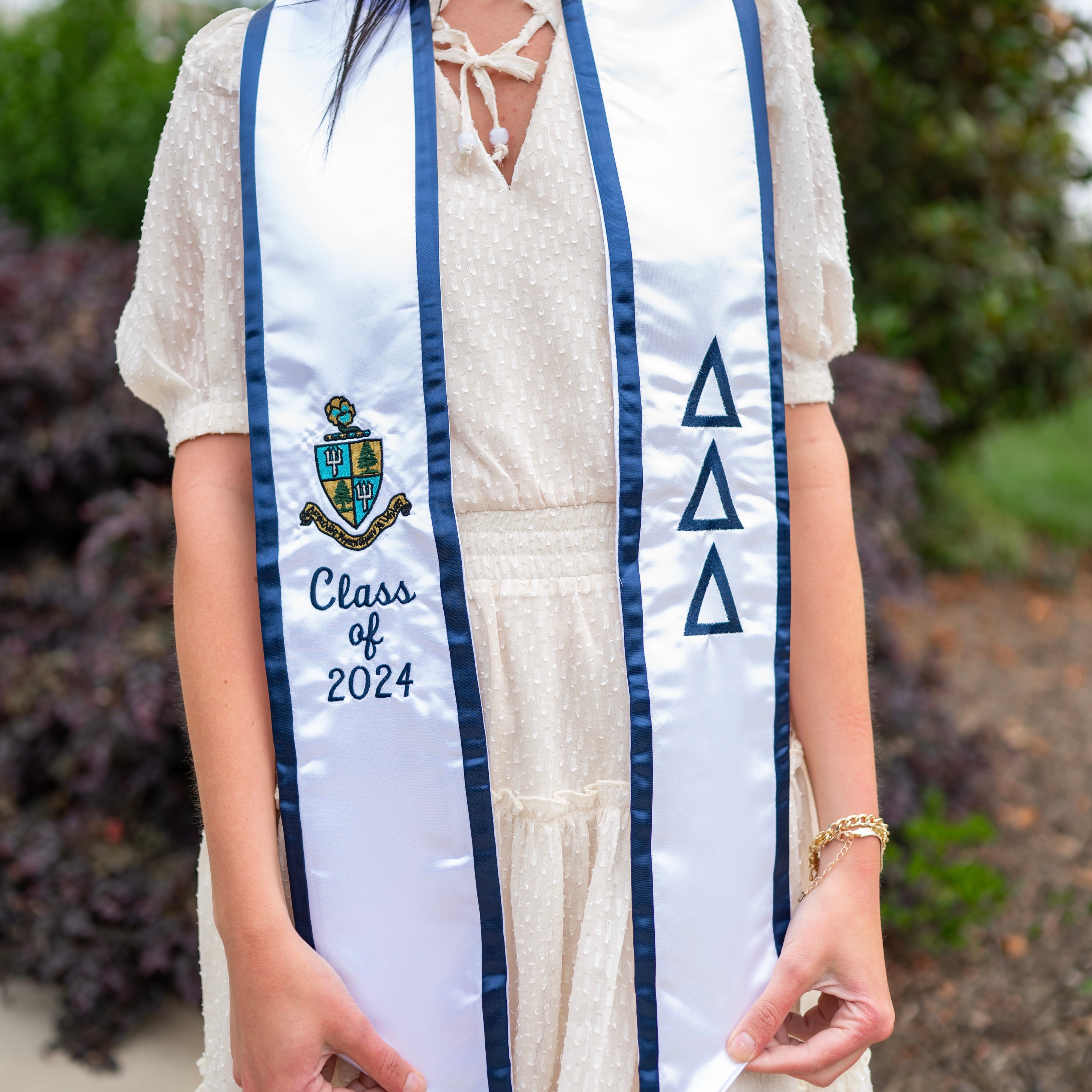 Delta Delta Delta Crest Angled Sorority Graduation Stole