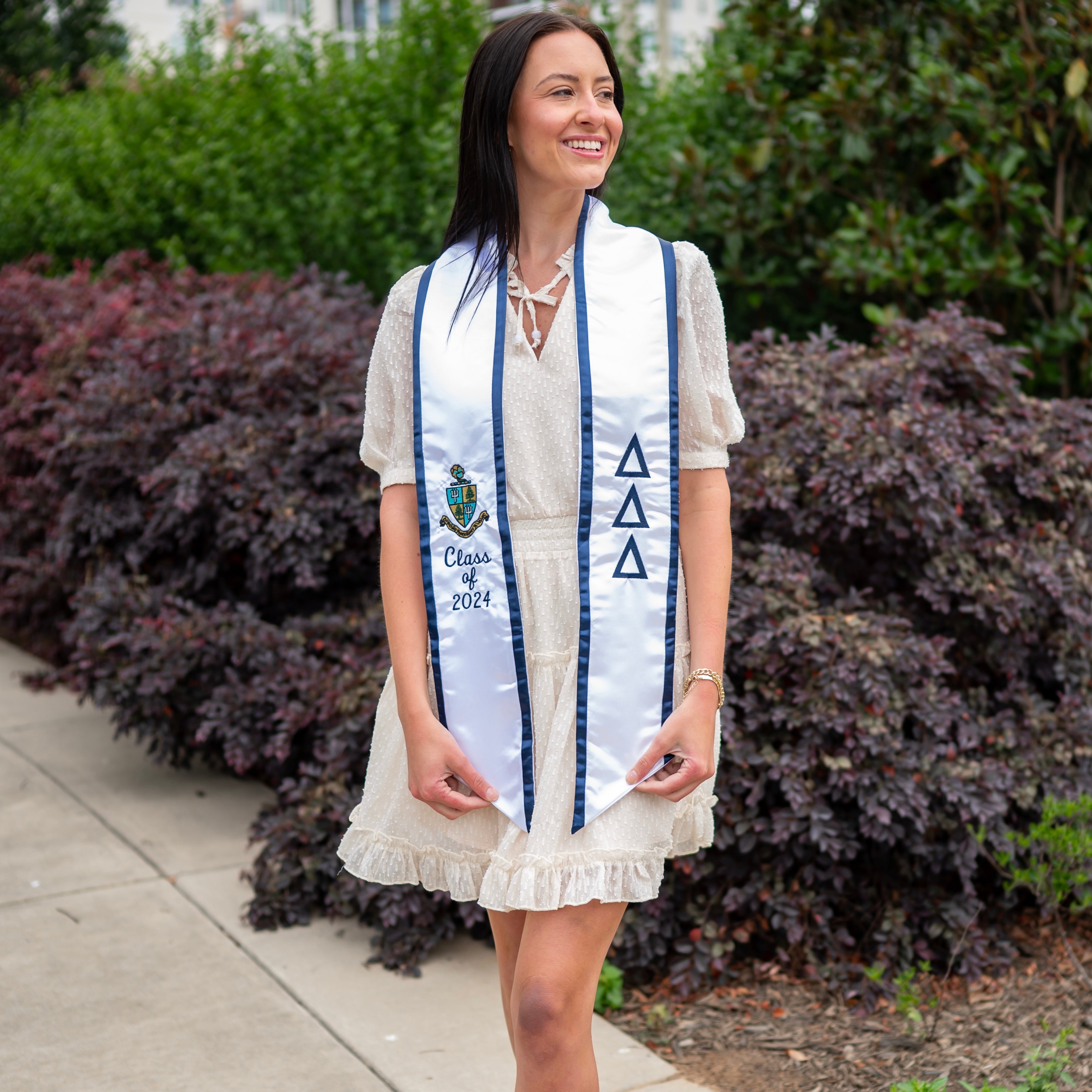 Delta Delta Delta Crest Angled Sorority Graduation Stole