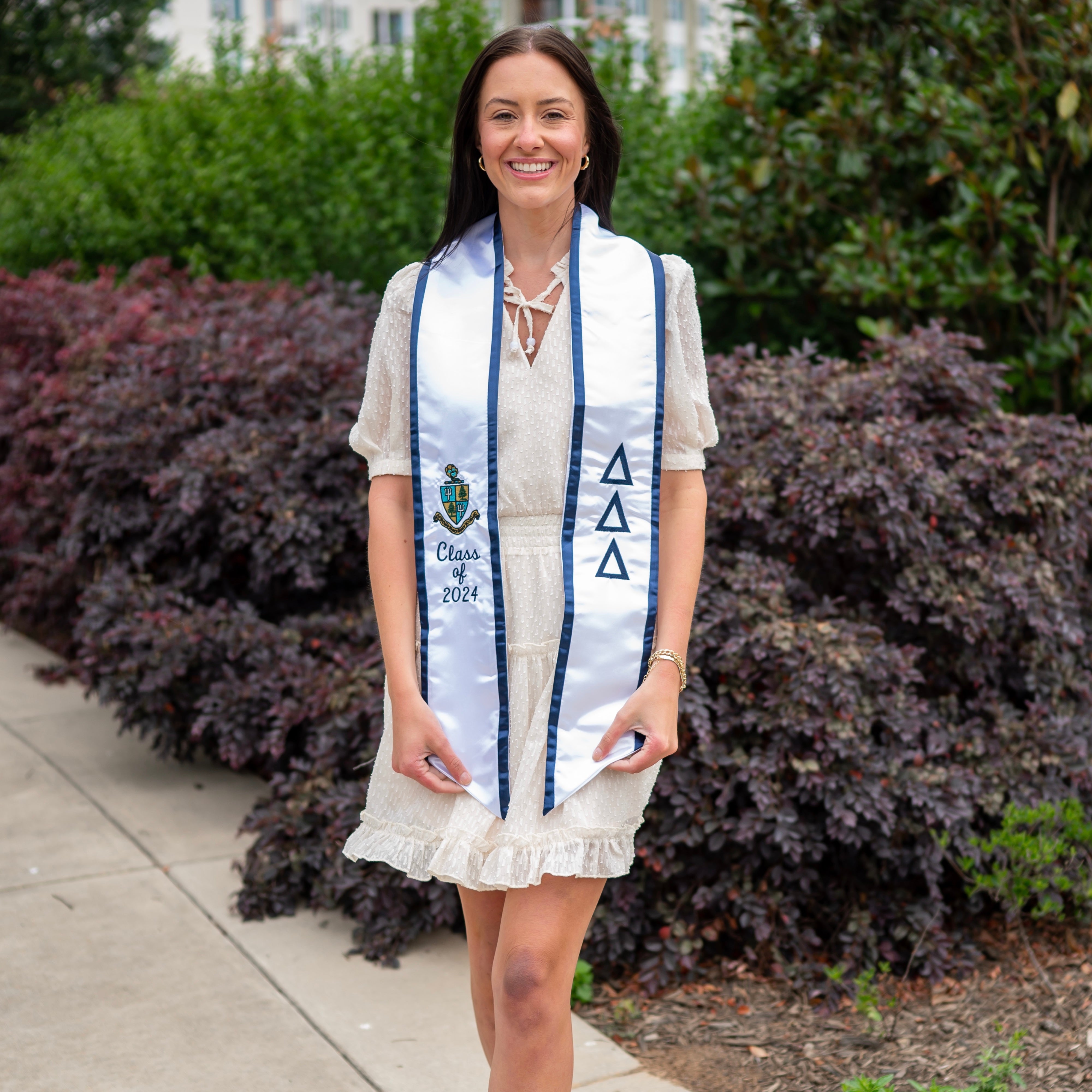 Delta Delta Delta Crest Angled Sorority Graduation Stole