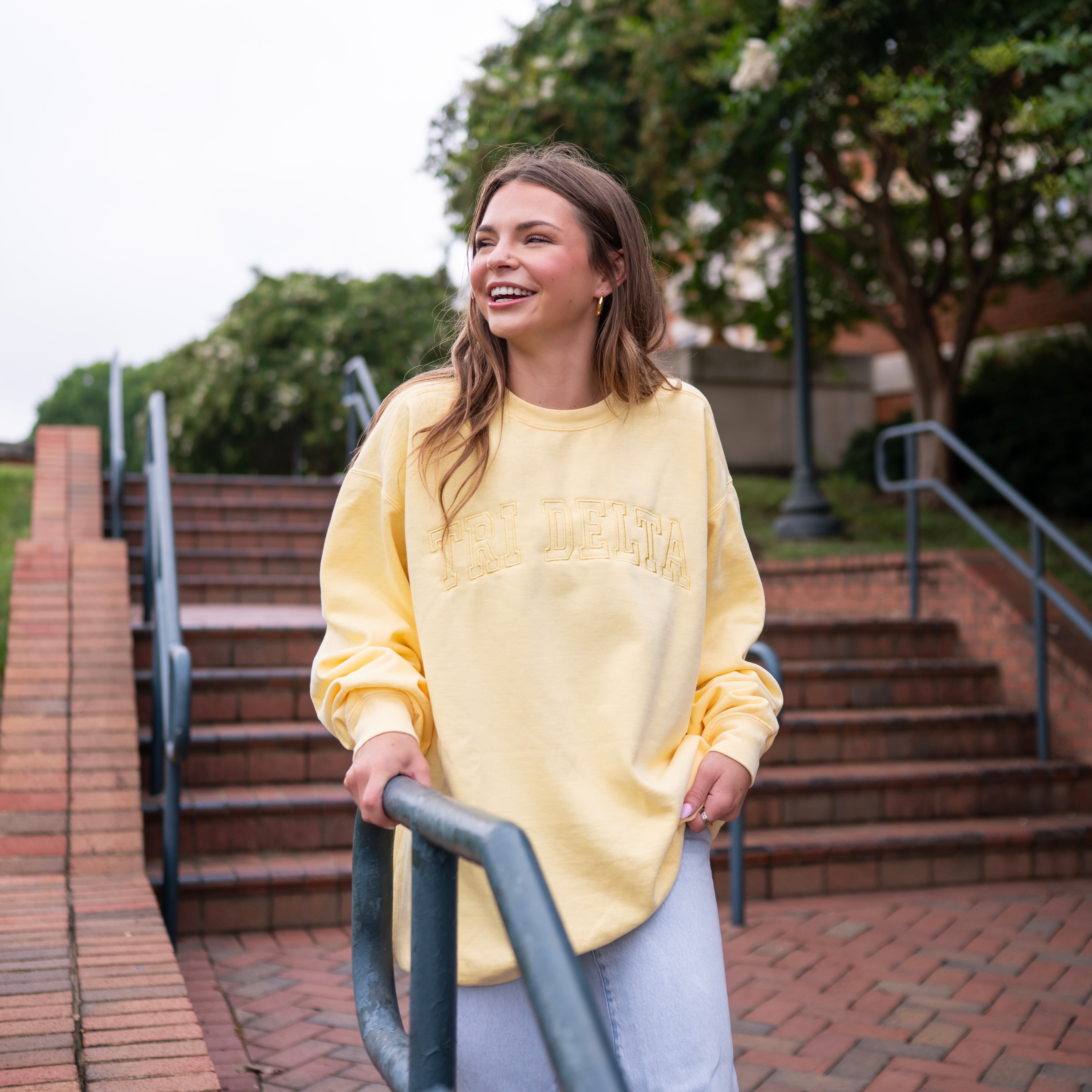 Homebody Embroidered Crew Neck Sweatshirt - Delta Delta Delta