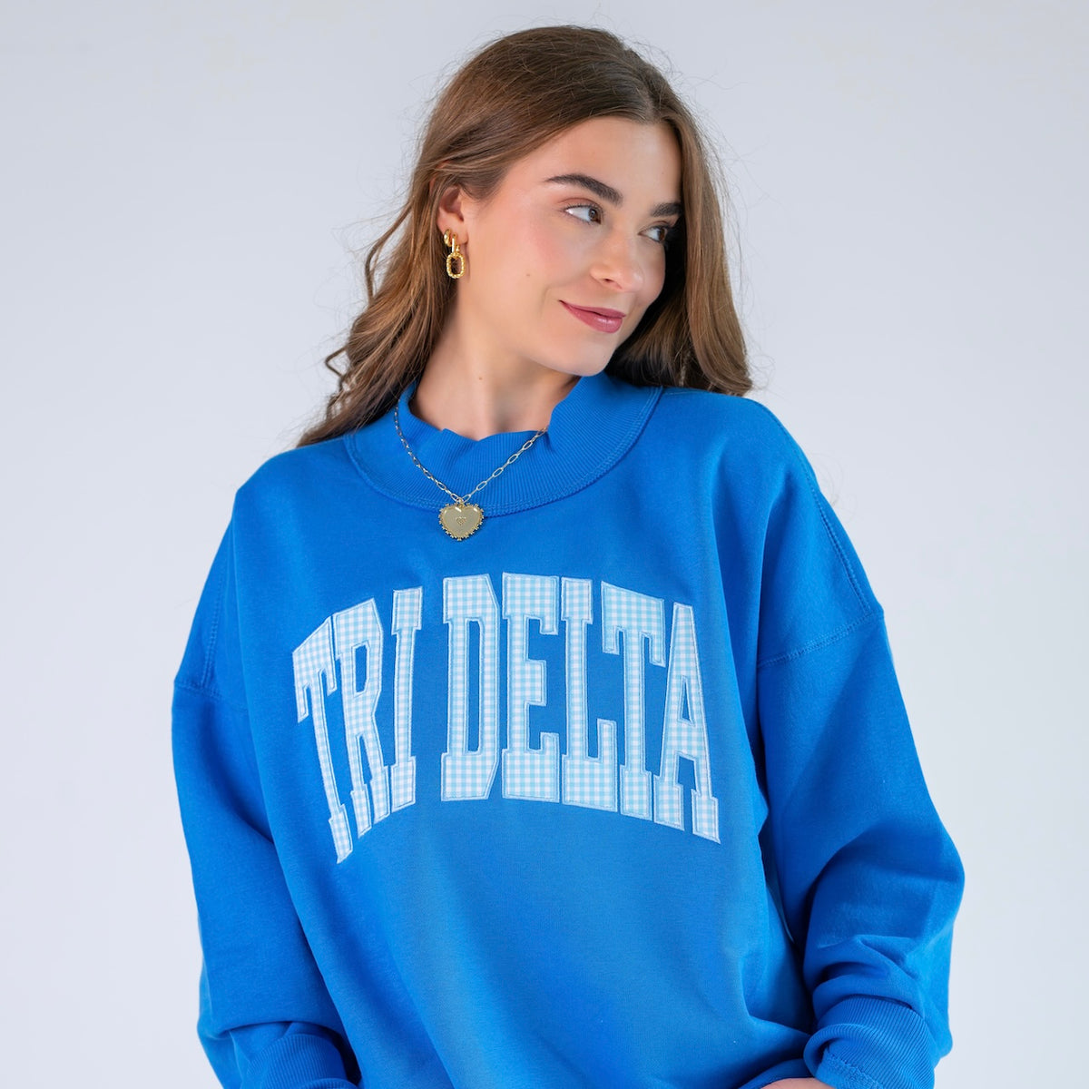 Main Character Gingham Mockneck Sweatshirt