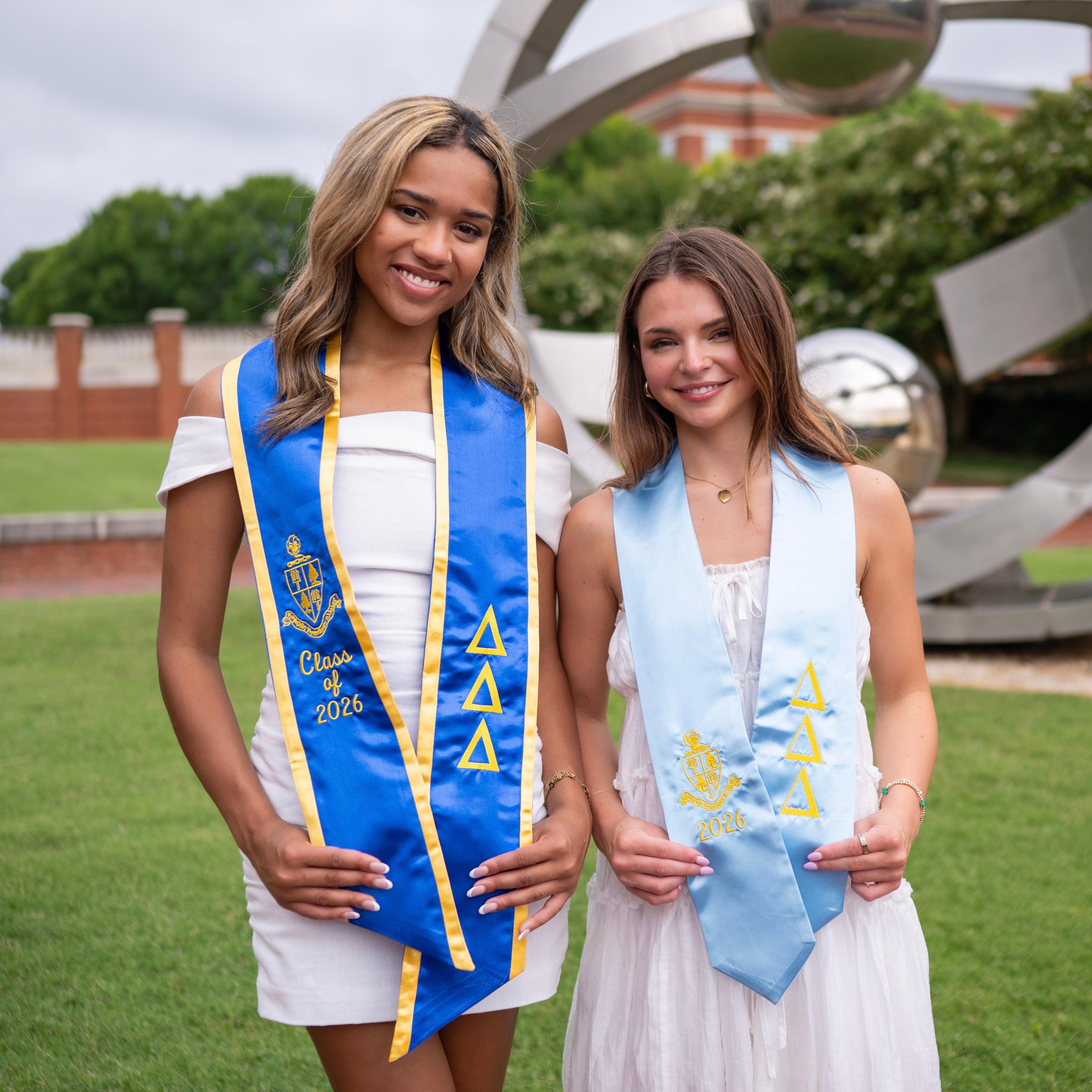 Delta Delta Delta Minimalistic Crest Angled Sorority Graduation Stole