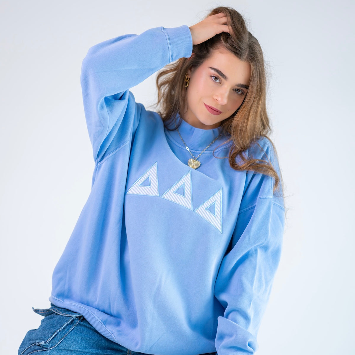 That Girl Seersucker Mockneck Sweatshirt - Delta Delta Delta