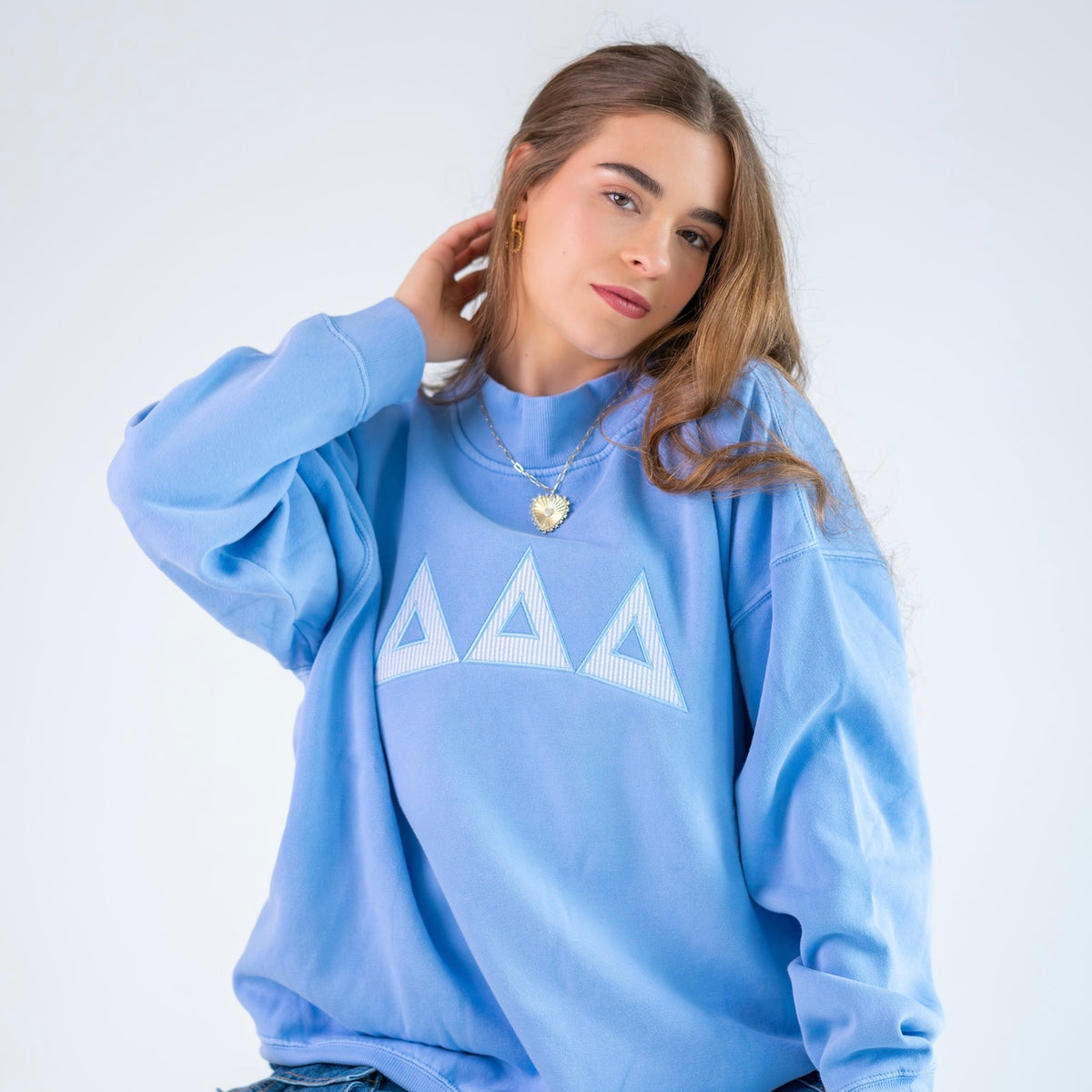 That Girl Seersucker Greek Letter Mockneck Sweatshirt