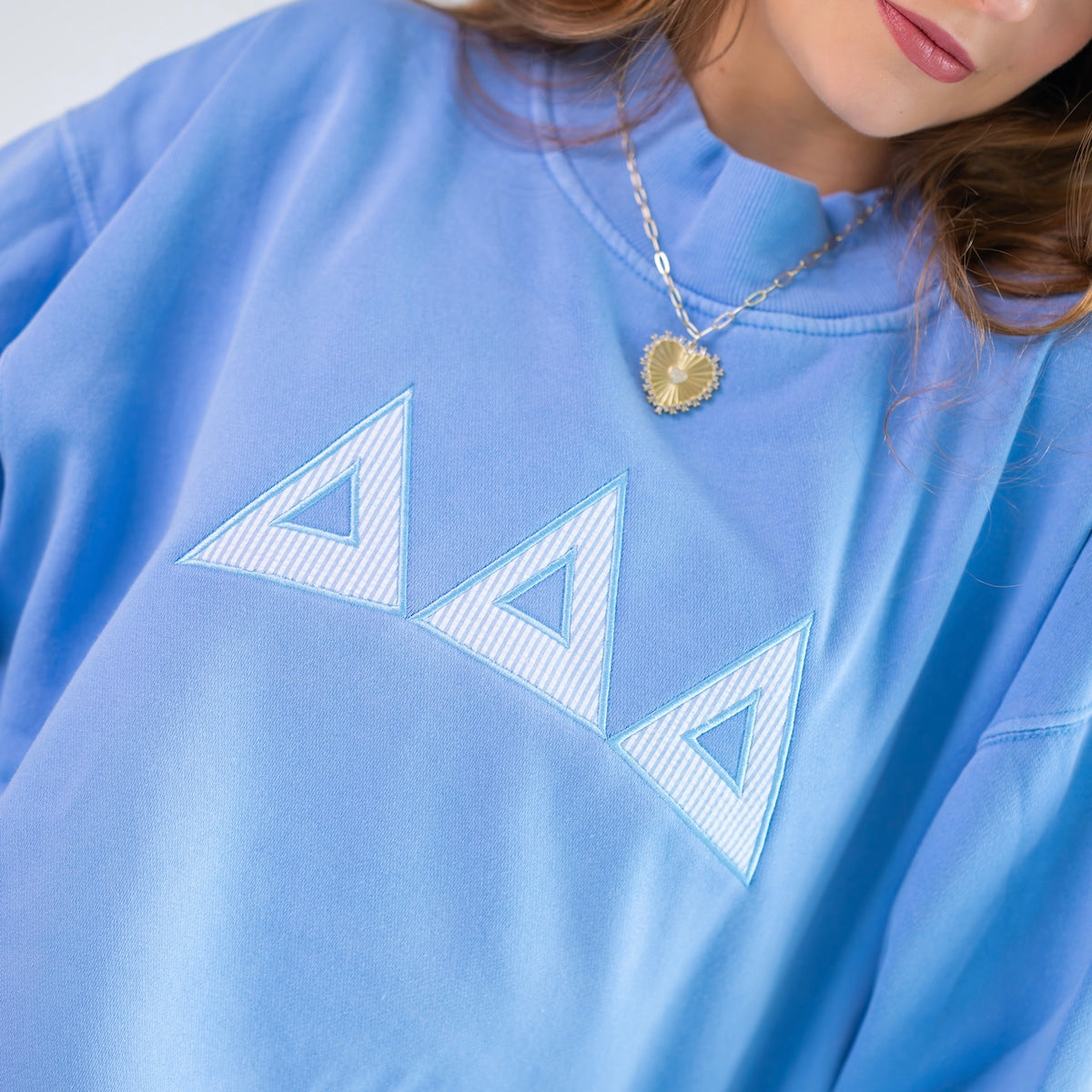 That Girl Seersucker Mockneck Sweatshirt - Delta Delta Delta