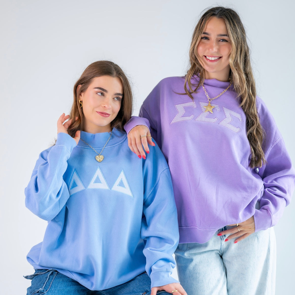 That Girl Seersucker Greek Letter Mockneck Sweatshirt