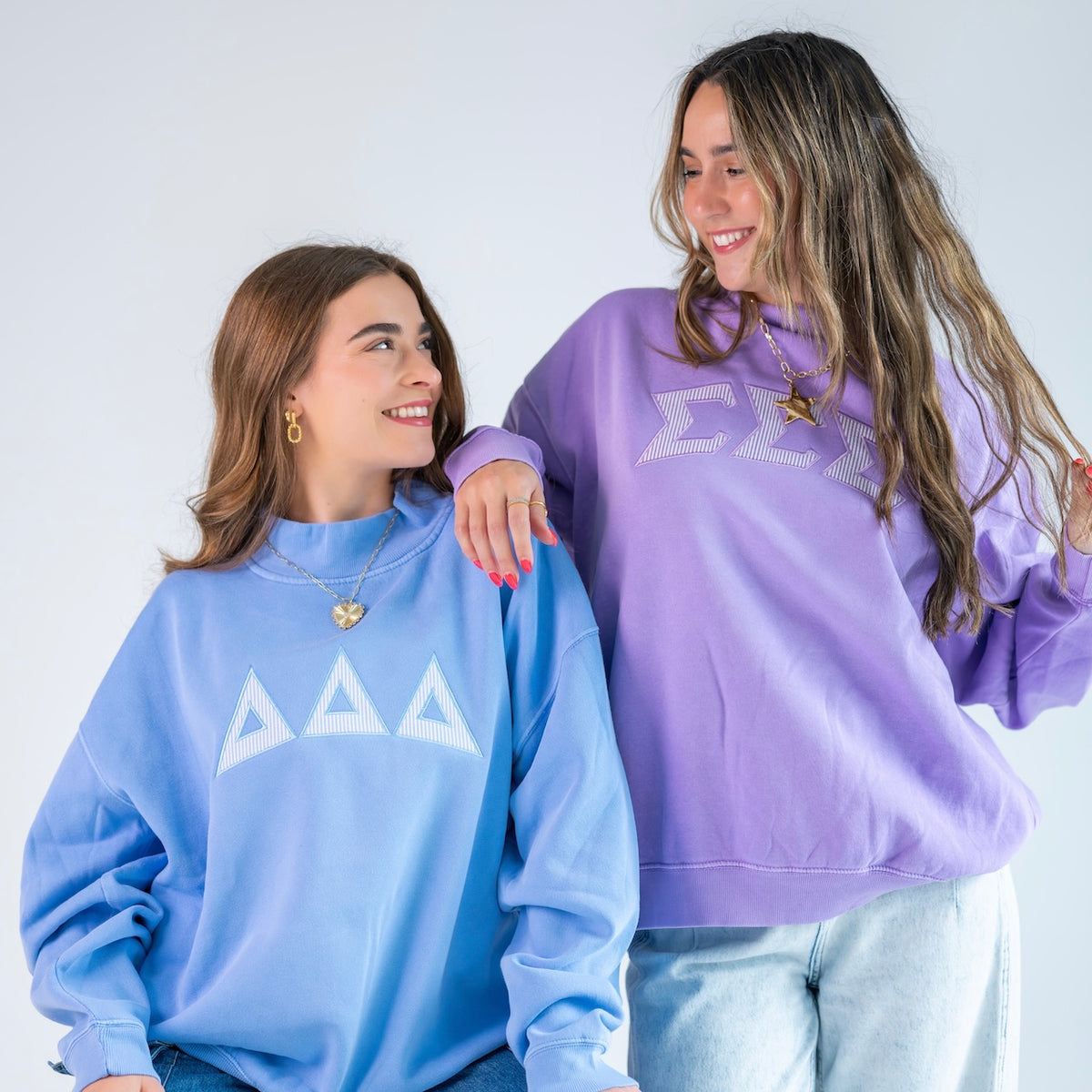 That Girl Seersucker Greek Letter Mockneck Sweatshirt