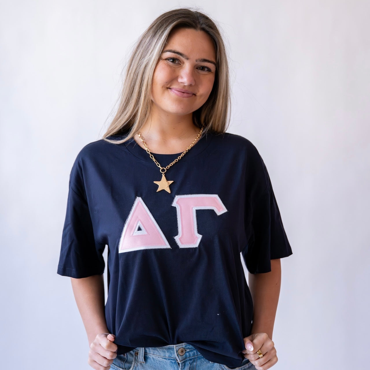 Basic Greek Letter Cropped Shirt