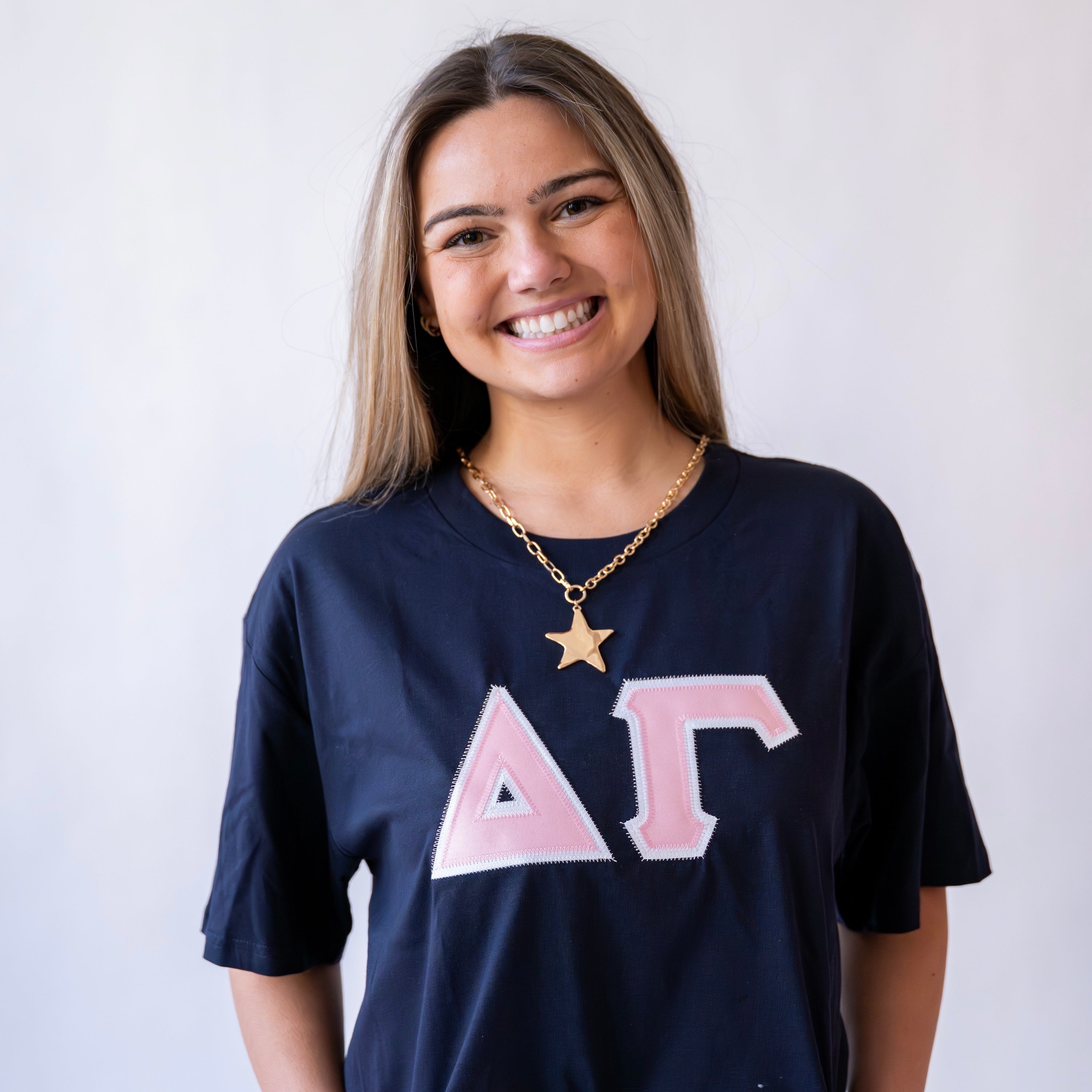 Basic Greek Letter Cropped Shirt - Delta Gamma