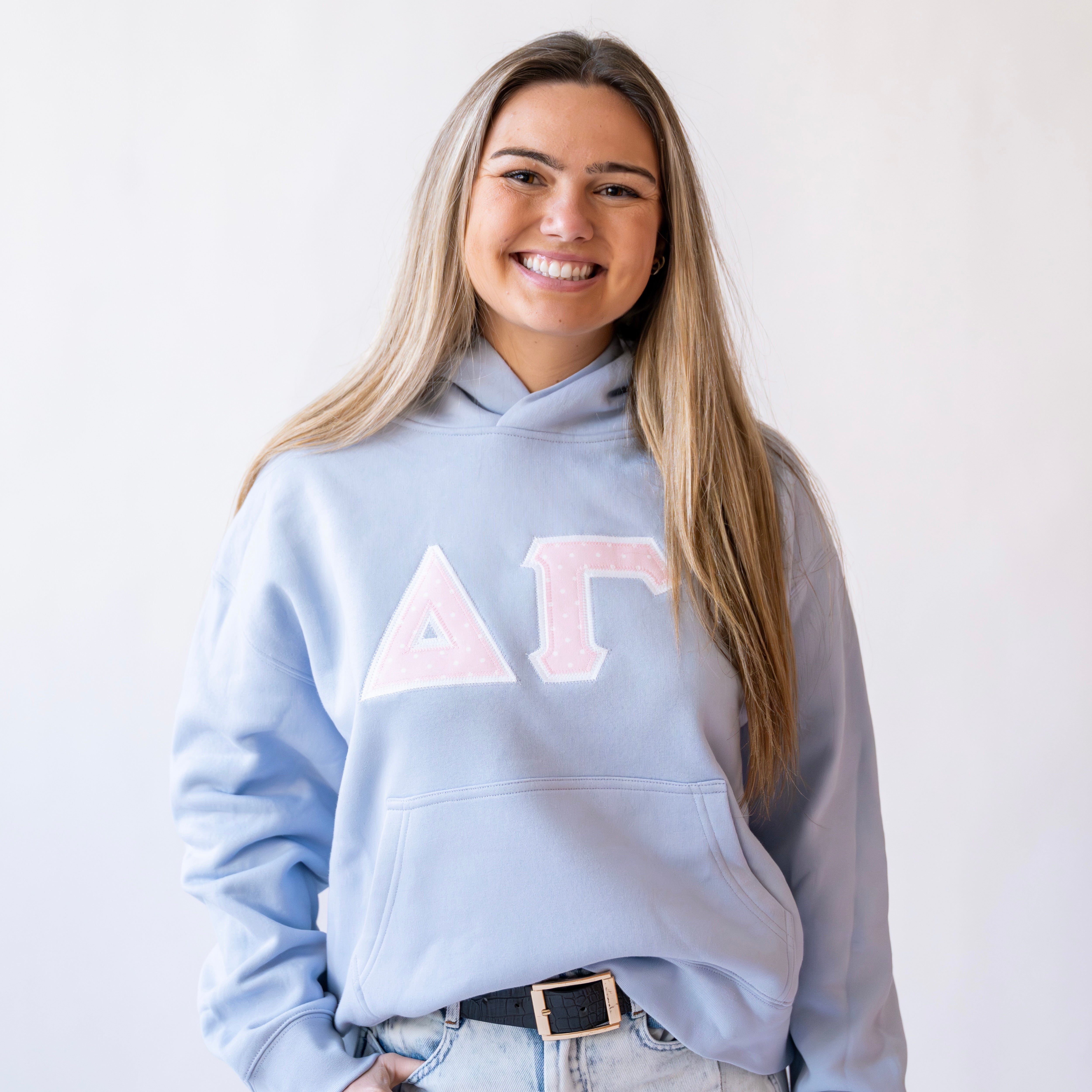 Pink Polka Dot Hoodie Sweatshirt - Delta Gamma