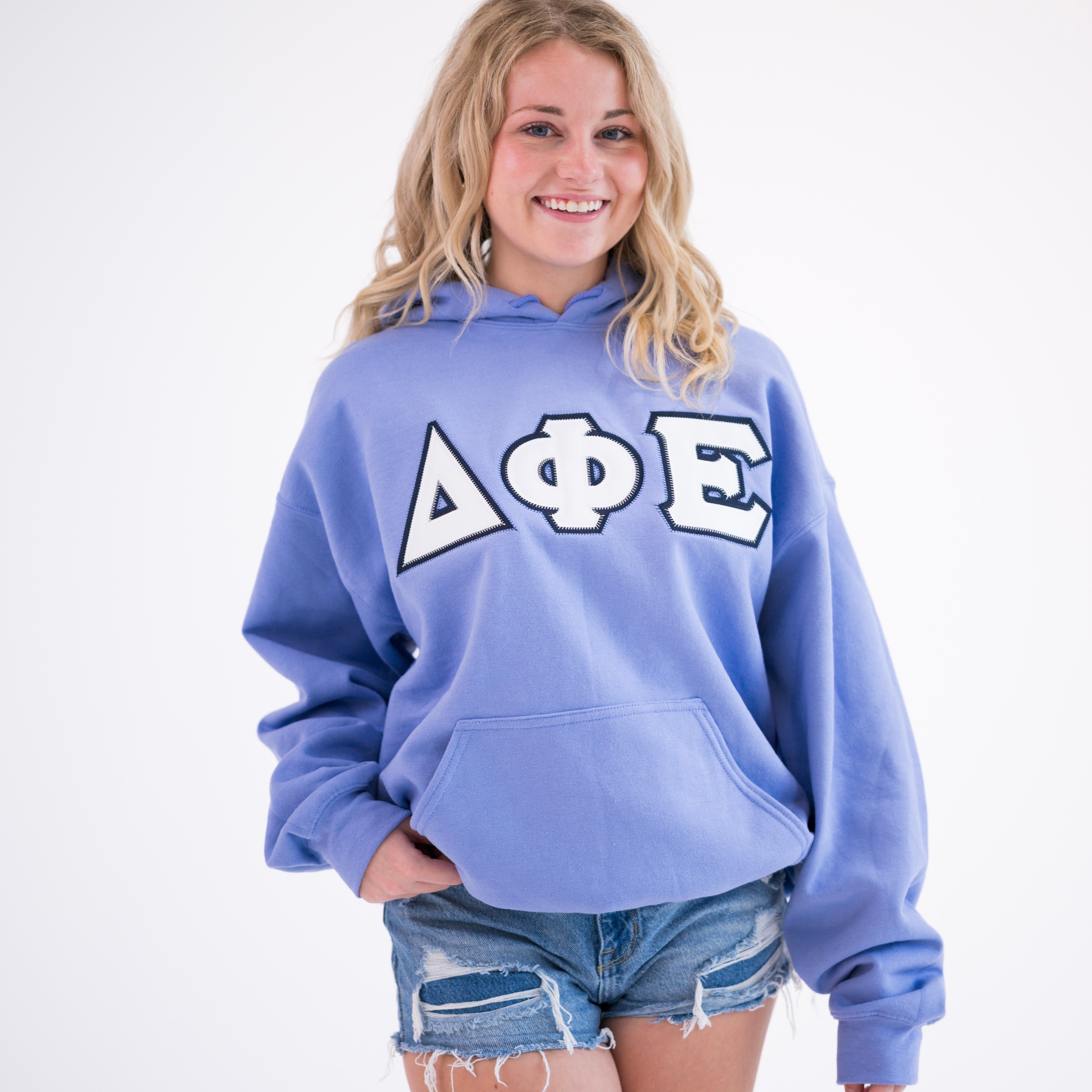 Basic Greek Letter Hoodie Sweatshirt - Delta Phi Epsilon